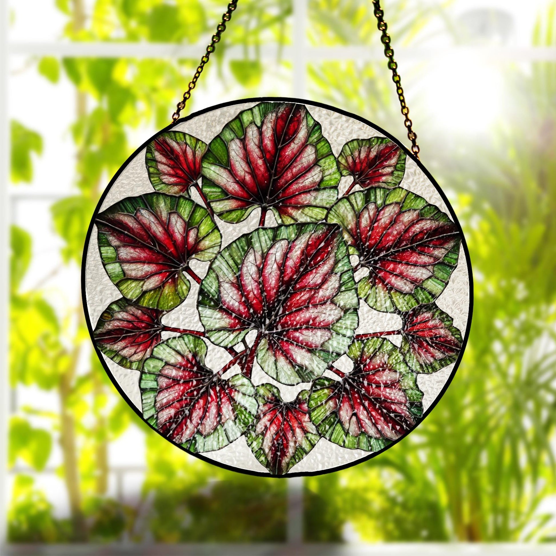 Begonia Plant GLASS Decor, Begonia Plant Lover Decor, Plant Lady Decor, Plant Lover Gift, Plant Mom Decor, Yard Decor, Plant Suncatcher