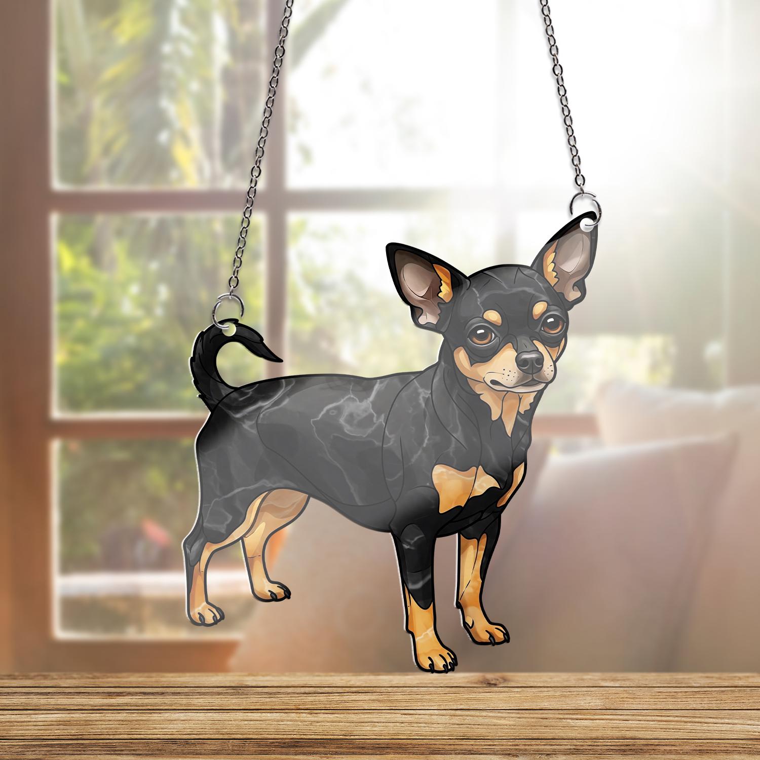Black And Tan Chihuahua ACRYLIC Window Hanging, Chihuahua Mom Decor, Dog Mom Decor, Chihuahua Lover Decor, Mothers Day Gift, Dog mama Decor