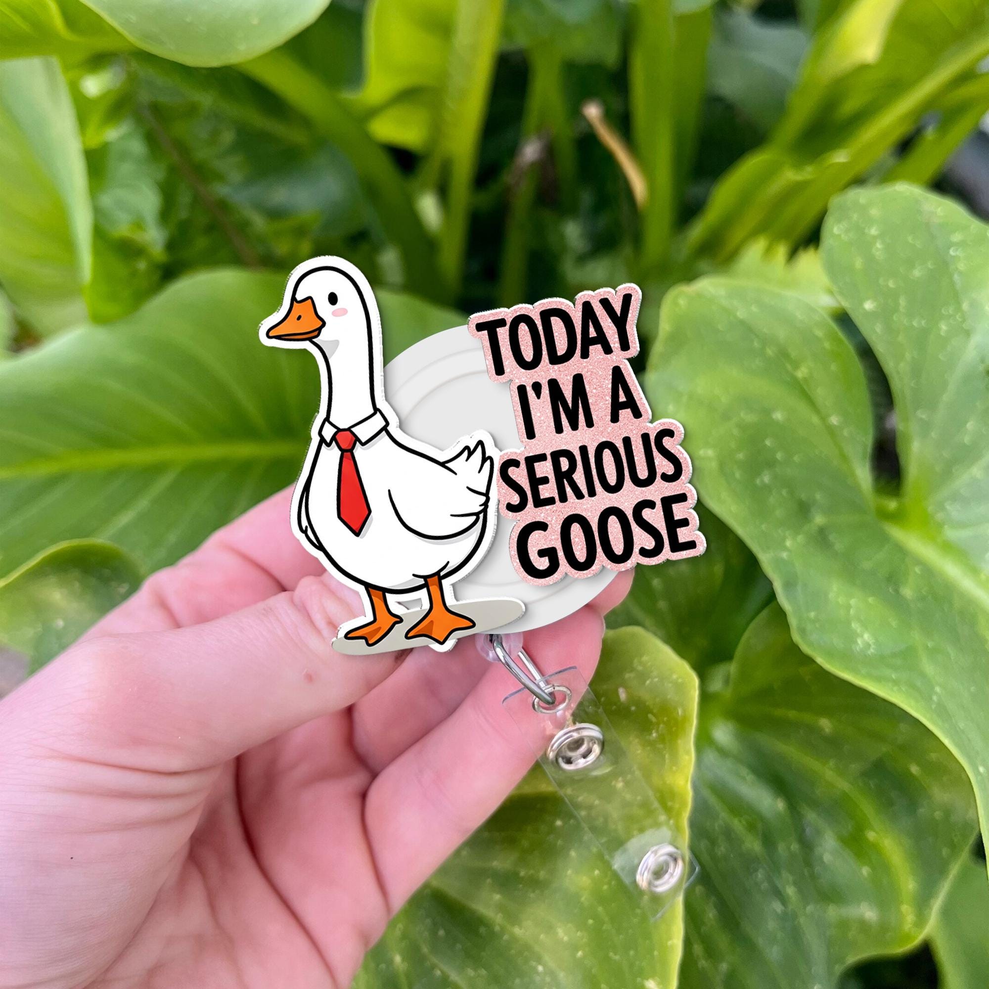 Funny Serious Goose Badge Reel, Silly Goose ID Holder, Funny Nurse Goose, RN Id Holder, Co-worker Gift, Funny Men Id Holder,Stocking Stuffer