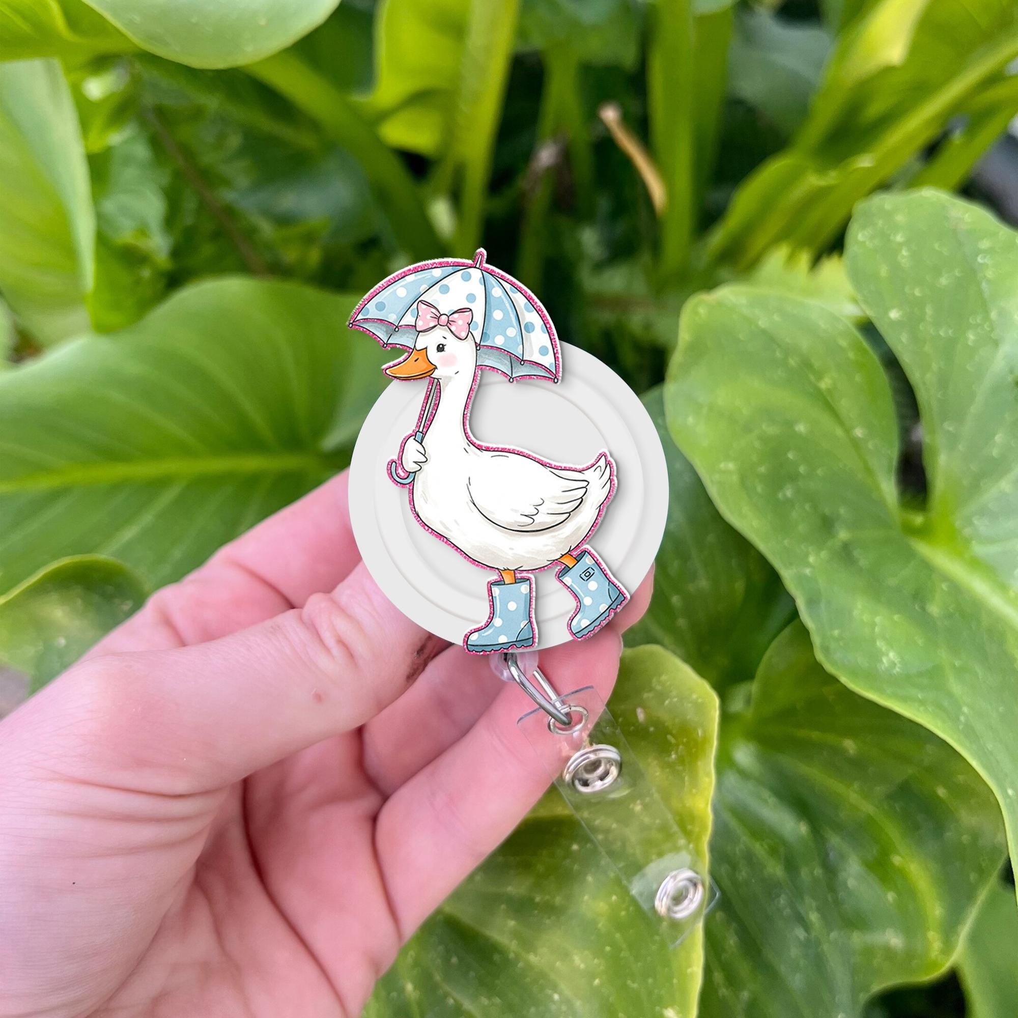 Goose In Rain Boot Badge Reel, Silly Goose Id Holder, RN ID Holder, Spring Goose Badge, Retro Goose Gift, Funny Badge Reel, Co-worker Gift