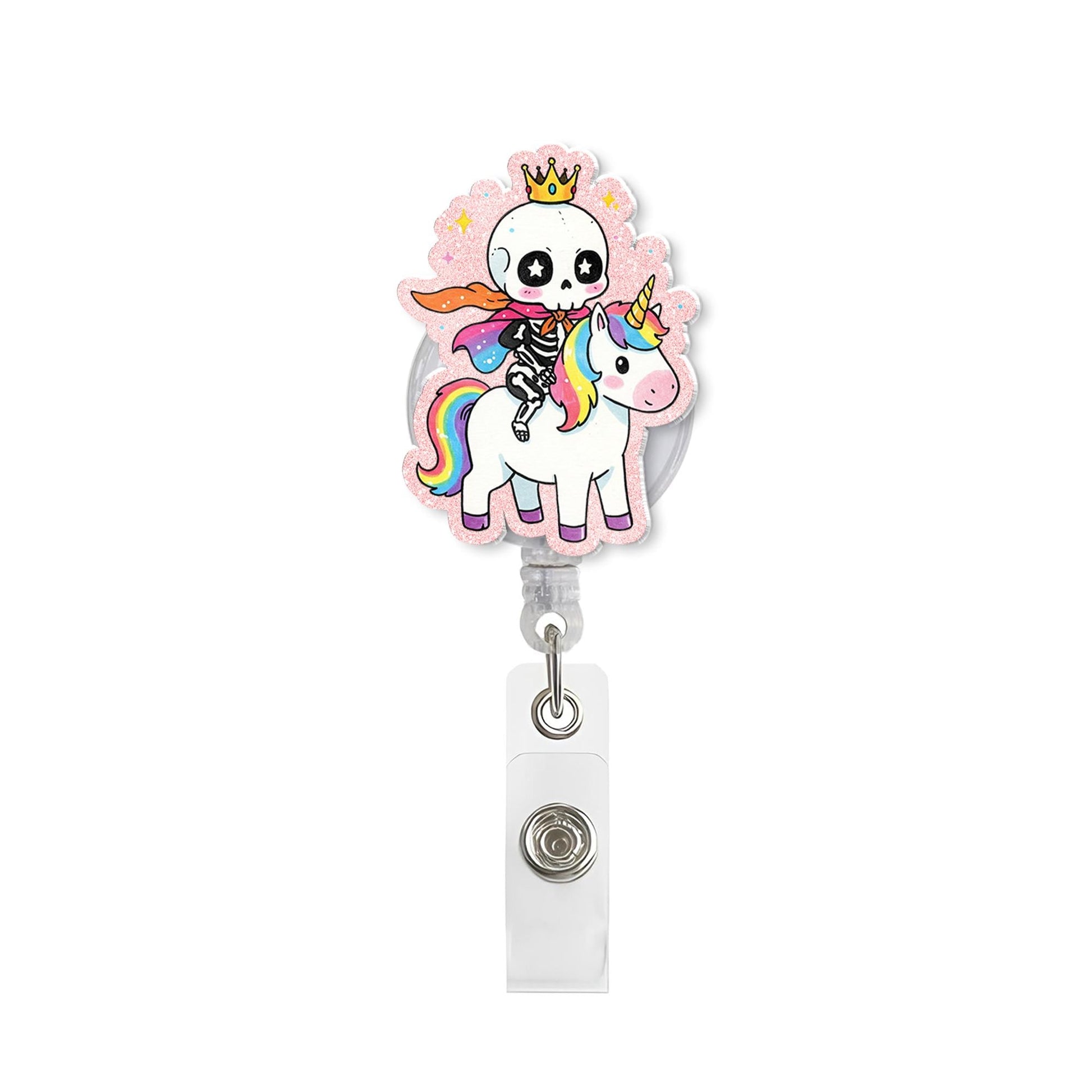 Cute Skeleton Riding Unicorn Badge Reel, Cute Badge, RN Id Holder, Gift For Nurse, Nurse Gift Idea, Funny Gift, Unique Gift, Working Lanyard