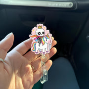 Cute Skeleton Riding Unicorn Badge Reel, Cute Badge, RN Id Holder, Gift For Nurse, Nurse Gift Idea, Funny Gift, Unique Gift, Working Lanyard