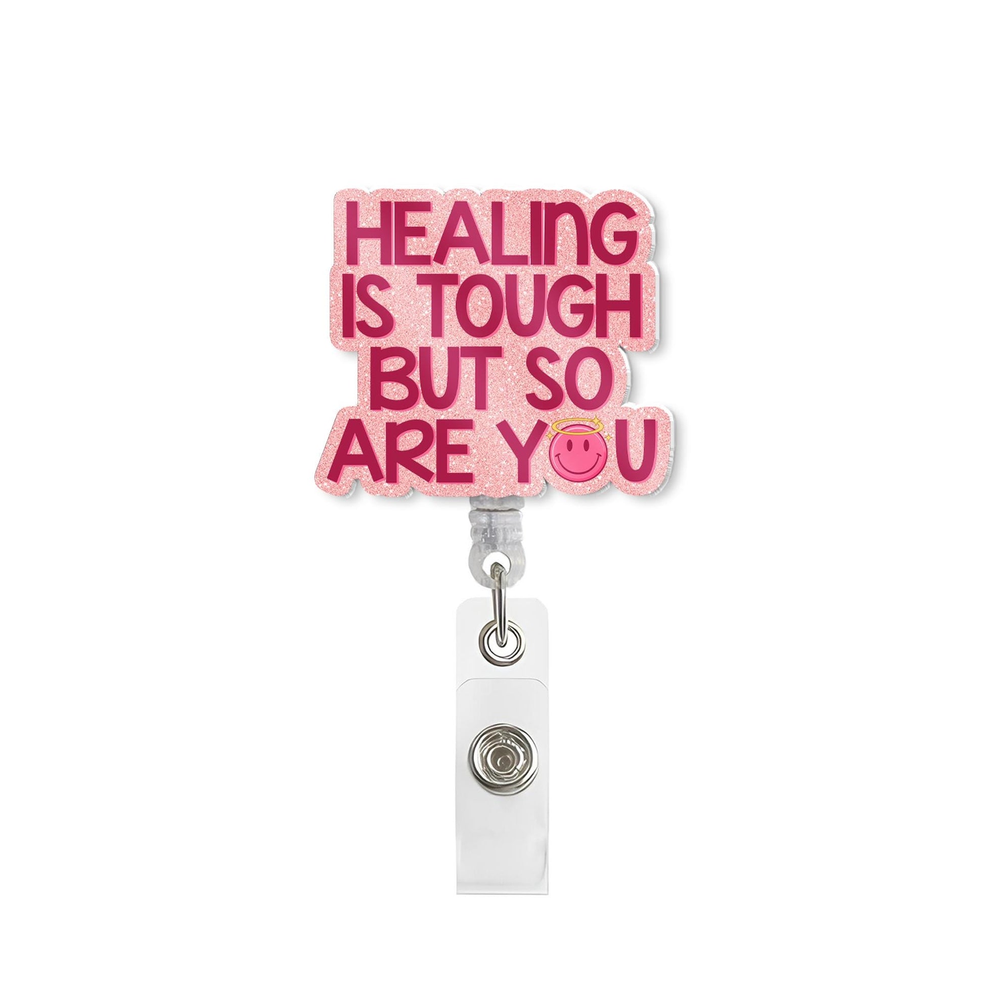 Healing is tough badge reel, id holder, encouraging badge reel, badge reel, nurse badge reel, teacher badge reel, positive badge reel