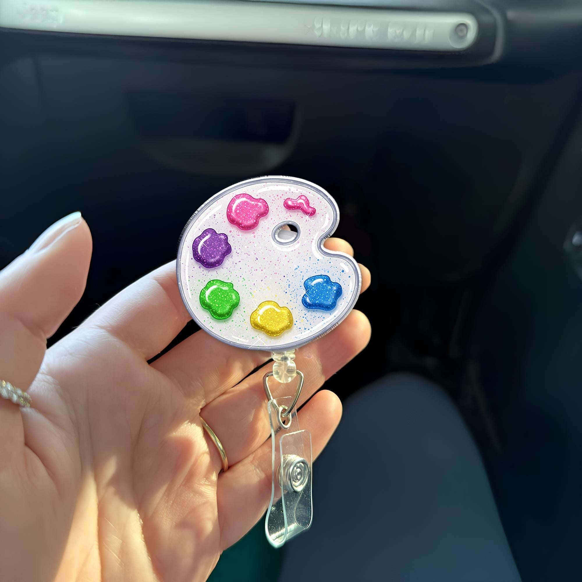 Paint pallette badge reel, artist badge reel, art teach gift, art teacher badge reel, badge reel for her, painter gift, gifts for artist