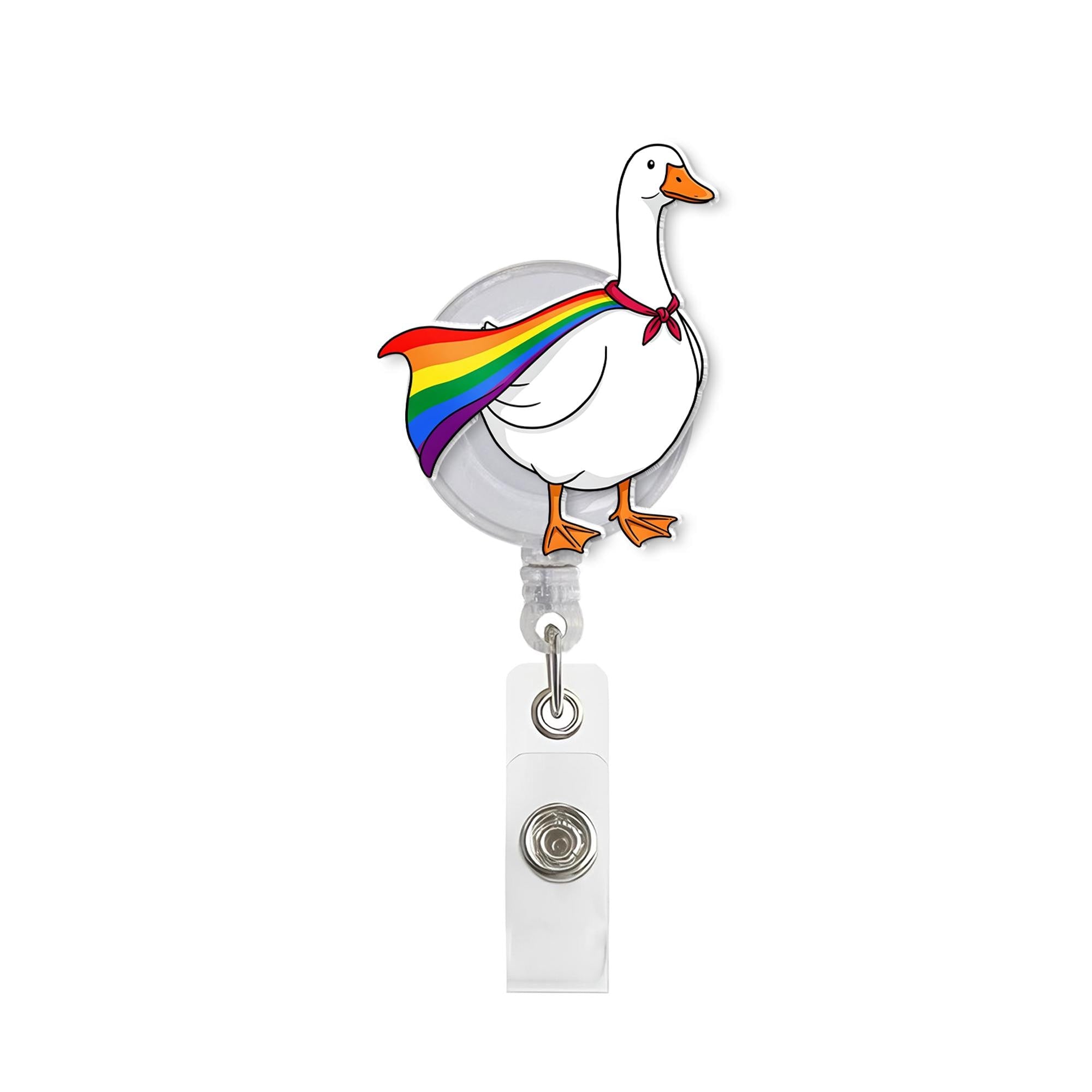 Rainbow Goose Badge Reel, Nurse Id Holder Gift, Pride Gift, RN ID holder, Human Rights Gift, Nurse LGBTQ Goose Gift, Goose Badge Reel