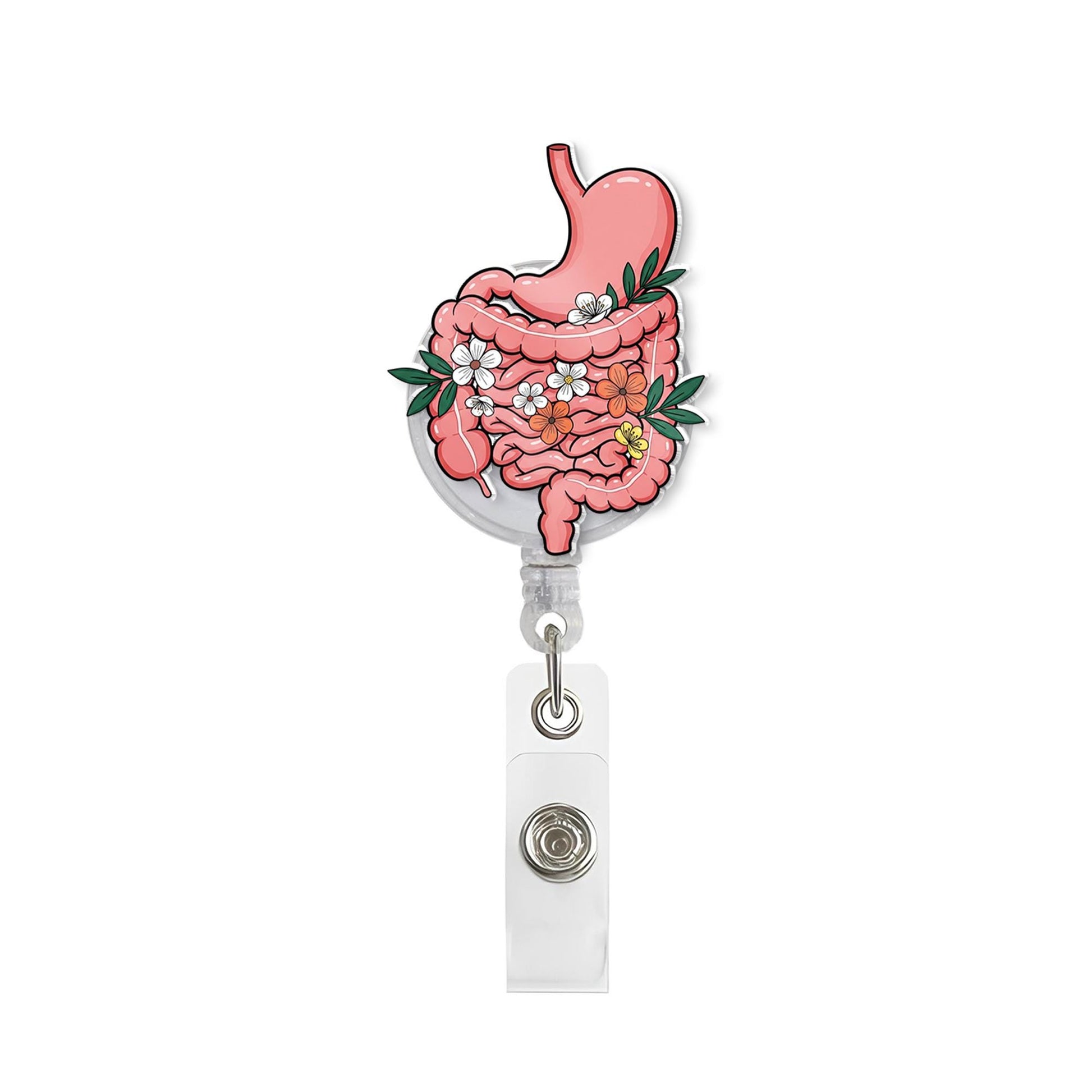 GI Tract Stomach Badge Reel, Nurse Id Holder Gift, Nurse Gift, Gastroenterologist ID holder, Healthcare Gift, Nurse Gift, Flowers Badge Reel