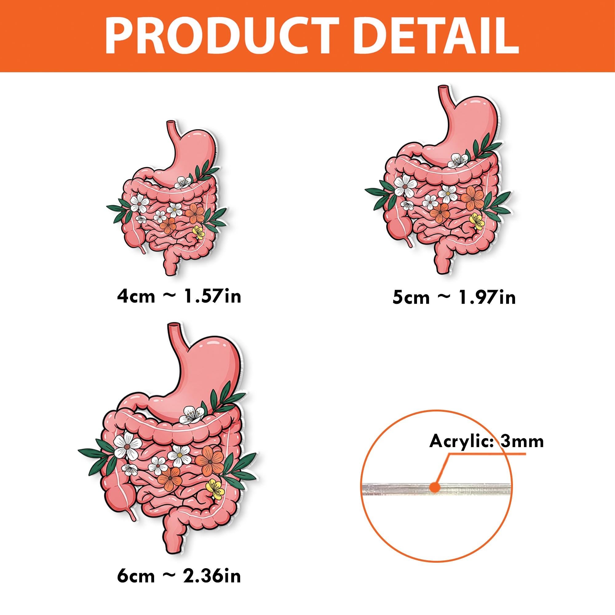 GI Tract Stomach Badge Reel, Nurse Id Holder Gift, Nurse Gift, Gastroenterologist ID holder, Healthcare Gift, Nurse Gift, Flowers Badge Reel