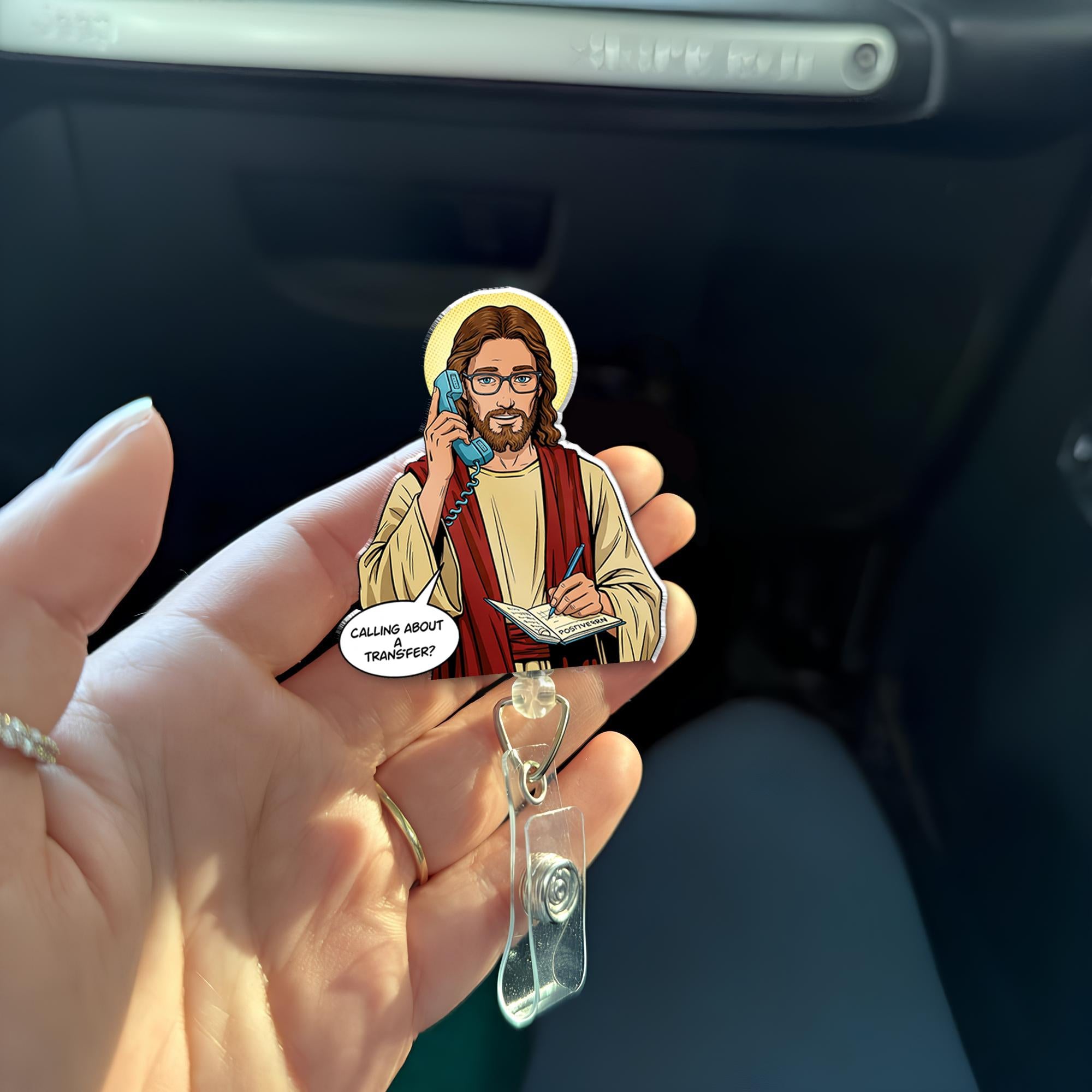 Calling For A Transfer Jesus Badge Reel, Funny Medical Badge Reel, Doctor ID Holder, Jesus Badge Clip, Christian Gift, Nurse Badge Reel Gift