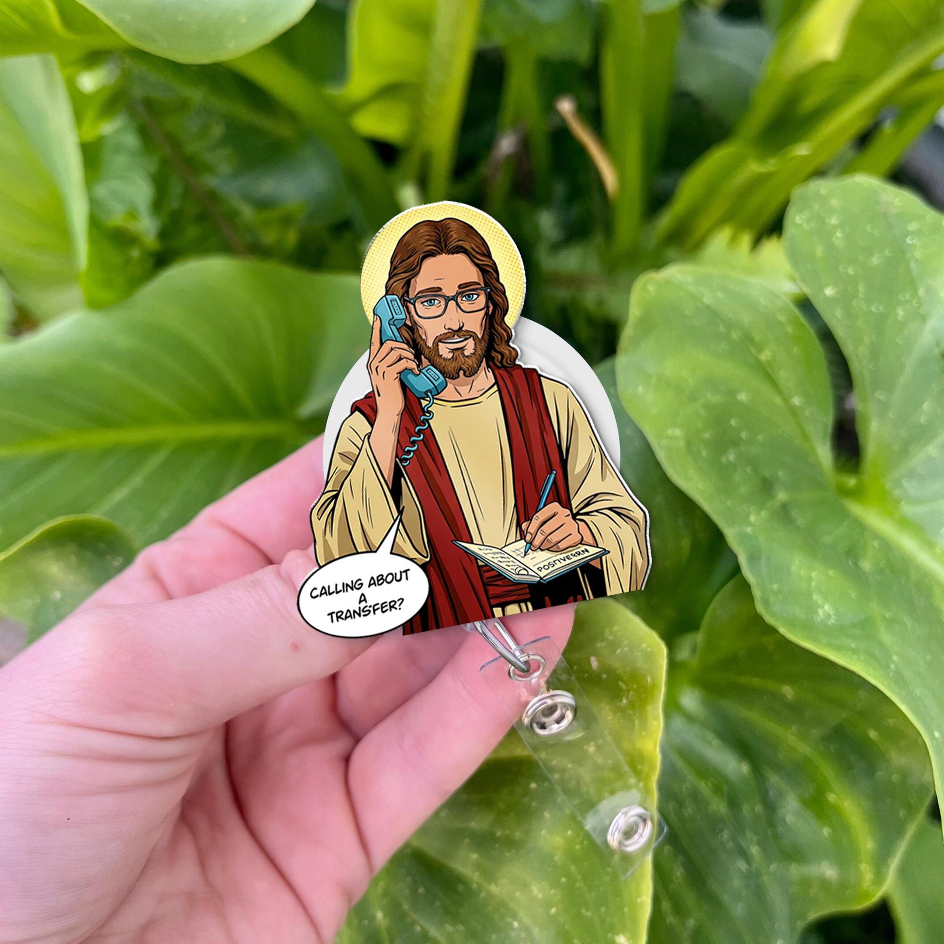 Calling For A Transfer Jesus Badge Reel, Funny Medical Badge Reel, Doctor ID Holder, Jesus Badge Clip, Christian Gift, Nurse Badge Reel Gift