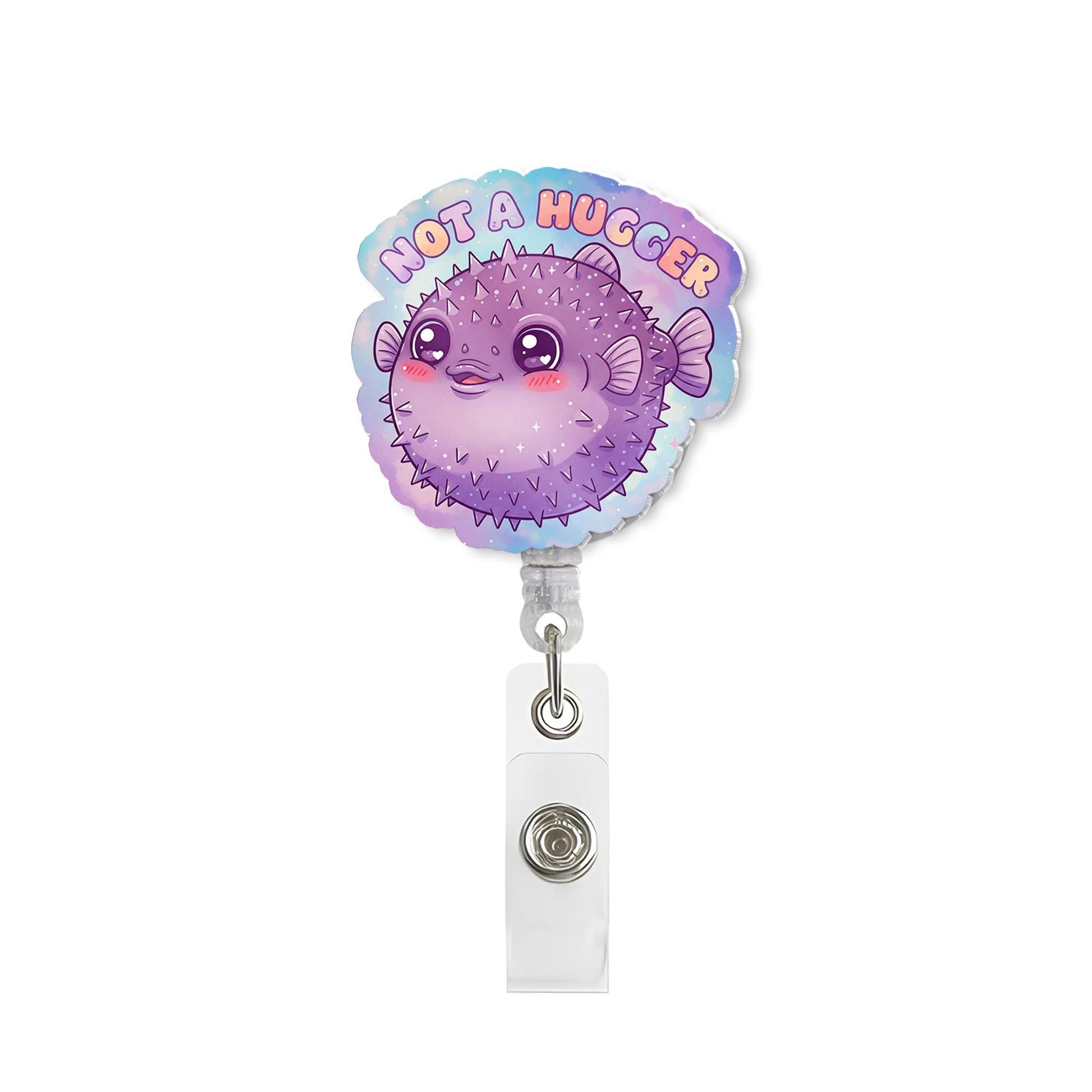 Not A Hugger Badge Reel, Funny Puffer Fish Badge Reel, Nurse Badge Reel, Gift For Teacher/Nurse/ Doctor,  Medical Student Id Holder
