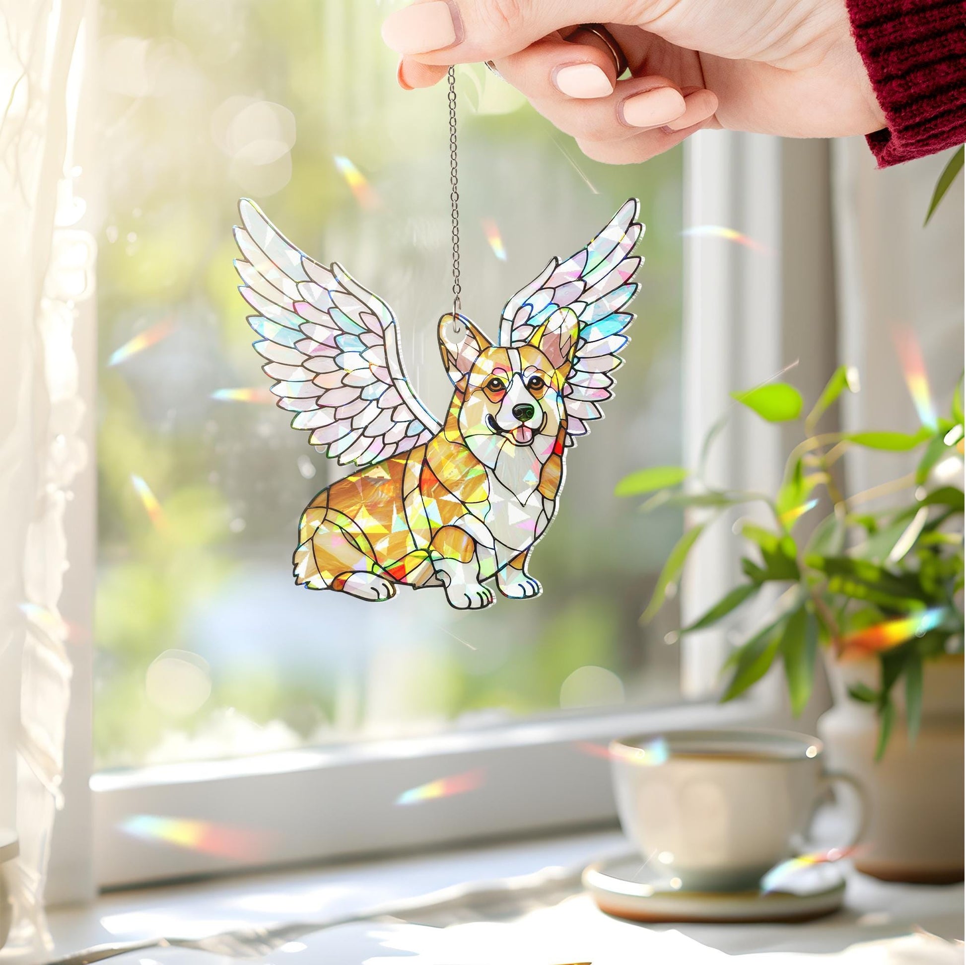 Hologram Corgi Angel ACRYLIC Window Hanging, Corgi Mom Gift, Corgi Memorial Decor, Gift, Corgi Lover Gift, Dog Loss Gift, Corgi Sympathy