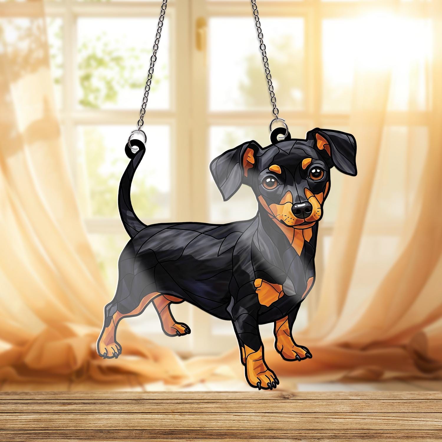 Black And Tan Chiweenie ACRYLIC Window Hanging, Chiweenie Mom Gift, Chiweenie Lover Decor, Dog Mama Decor, Mother's Day Gift, Dog Mom Gift