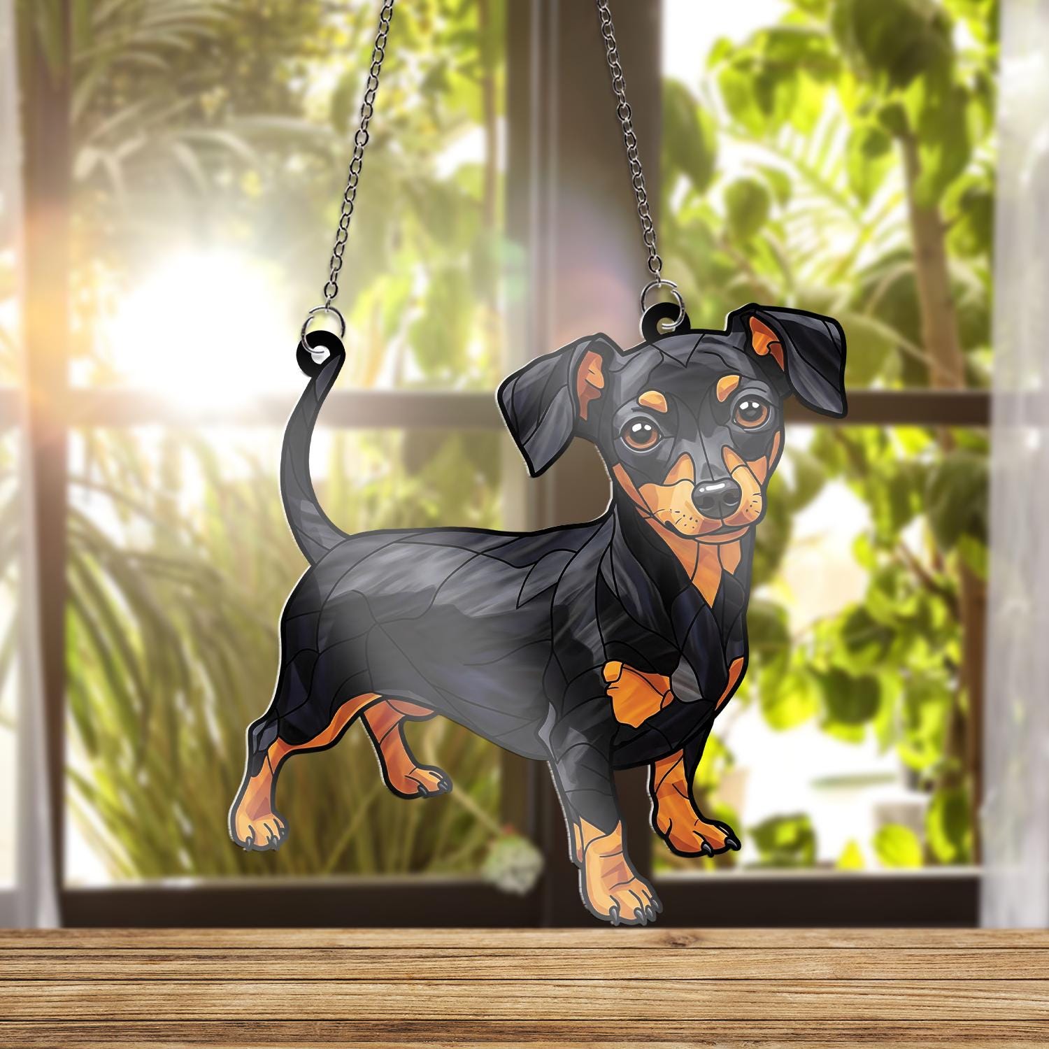 Black And Tan Chiweenie ACRYLIC Window Hanging, Chiweenie Mom Gift, Chiweenie Lover Decor, Dog Mama Decor, Mother's Day Gift, Dog Mom Gift