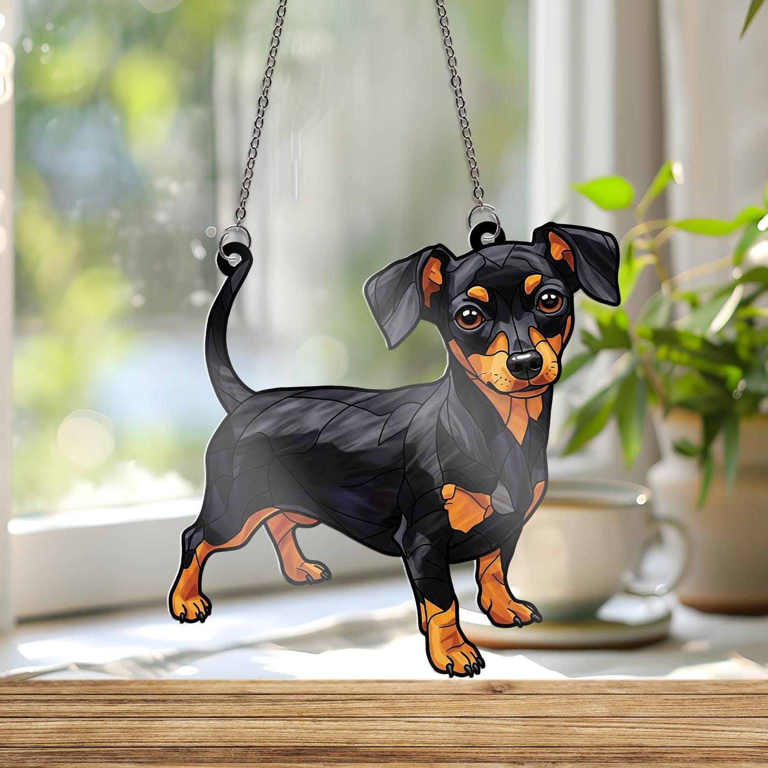 Black And Tan Chiweenie ACRYLIC Window Hanging, Chiweenie Mom Gift, Chiweenie Lover Decor, Dog Mama Decor, Mother's Day Gift, Dog Mom Gift