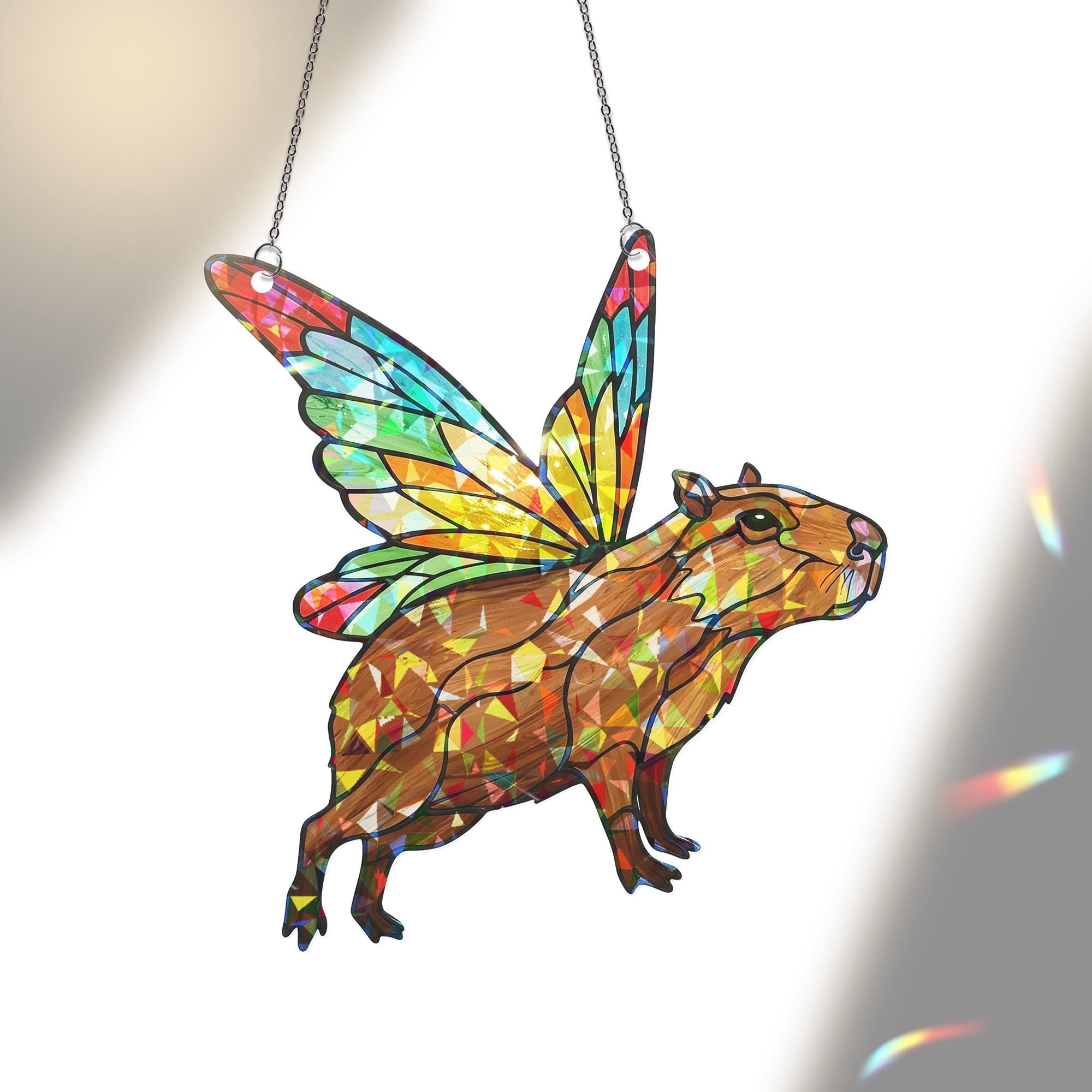 Fairy Capybara Hologram Window Decor, Capybra Lover Gift, Funny Capybara Gift, Animal Lover Gift, Gift For Her, Cute Animal Gift, Sparkle