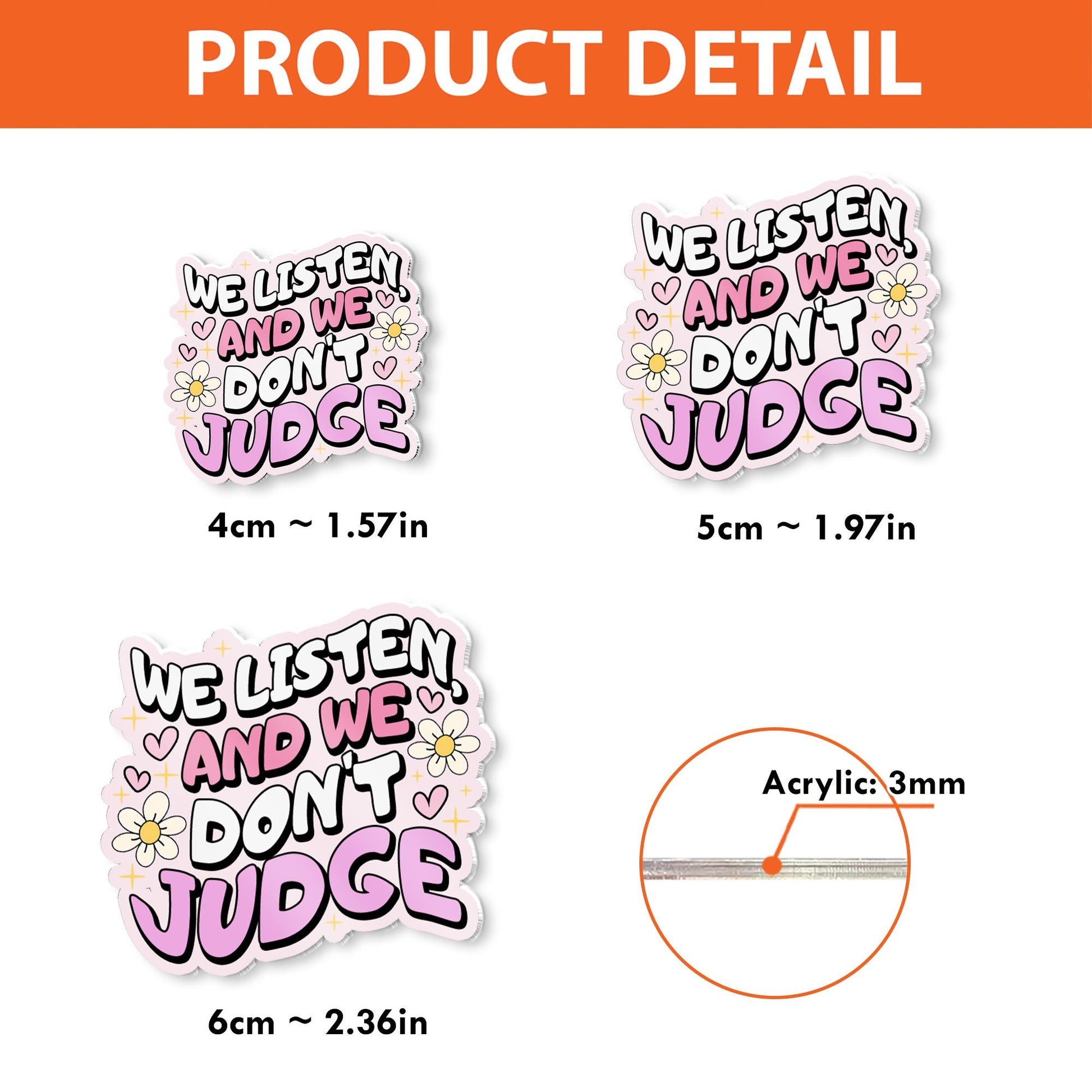 We Listen And We Dont Judge Badge Reel, Funny Nurse ID Holder, RN Id Holder, Teacher ID Holder, Work Badge Clips, Heavy Duty, Er Nurse Gift