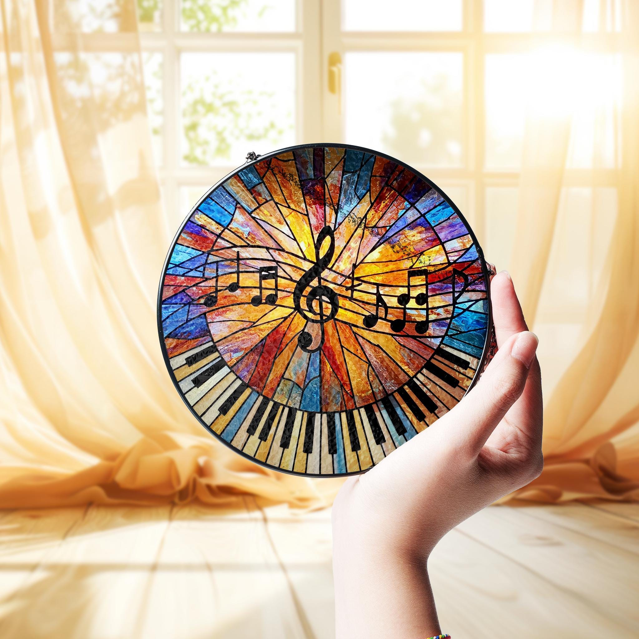 Music Teacher GLASS Suncatcher, Music Teacher Gift Idea, Teacher Appreciation, Music Clef Suncatcher, Music Note, Piano Gift, Pianist Gift