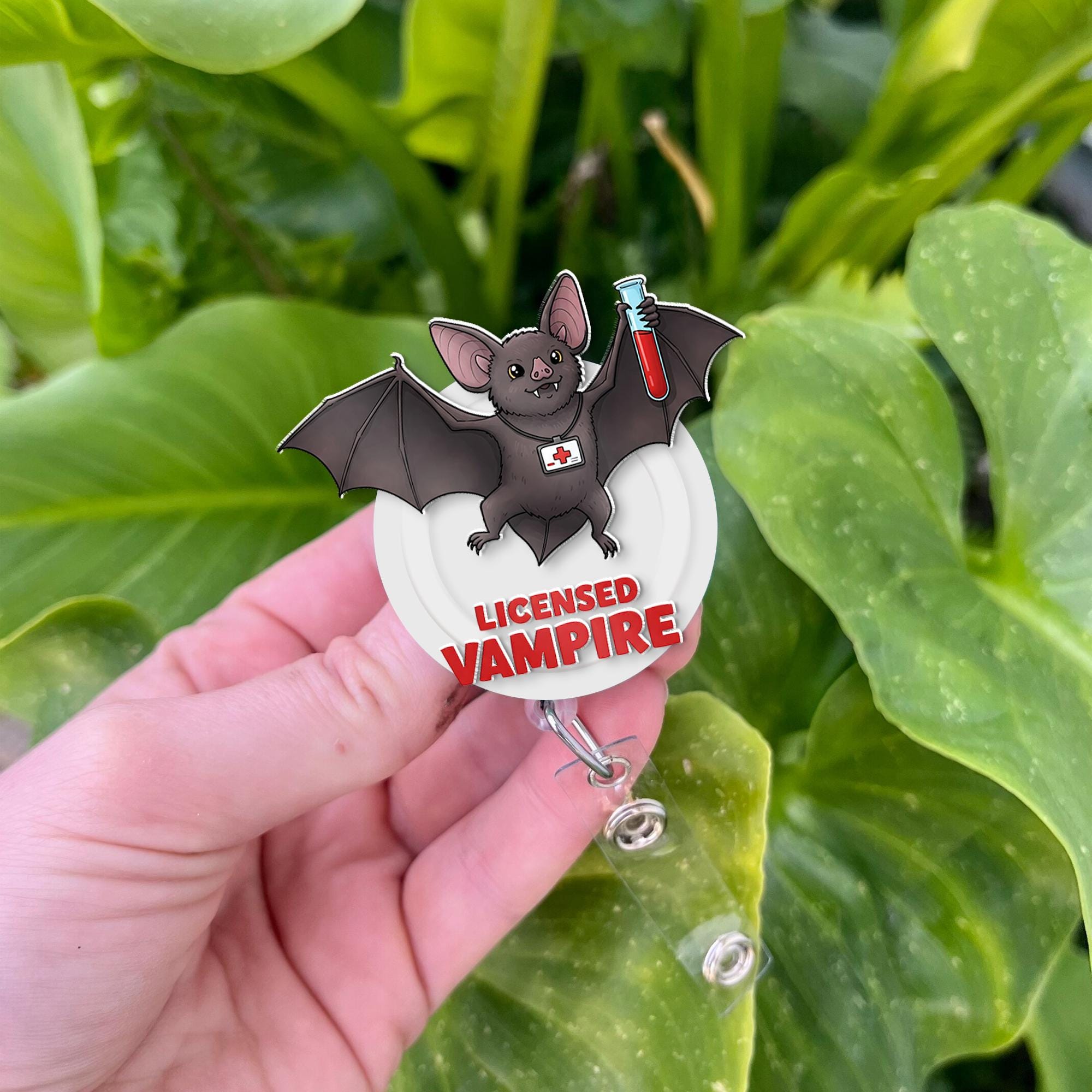 Licensed Vampire Acrylic ID Badge Reel for Phlebotomists, Phlebotomy Techs, Nurses, Medical Assistants, Clinical Lab Techs MLS MLT roocharms