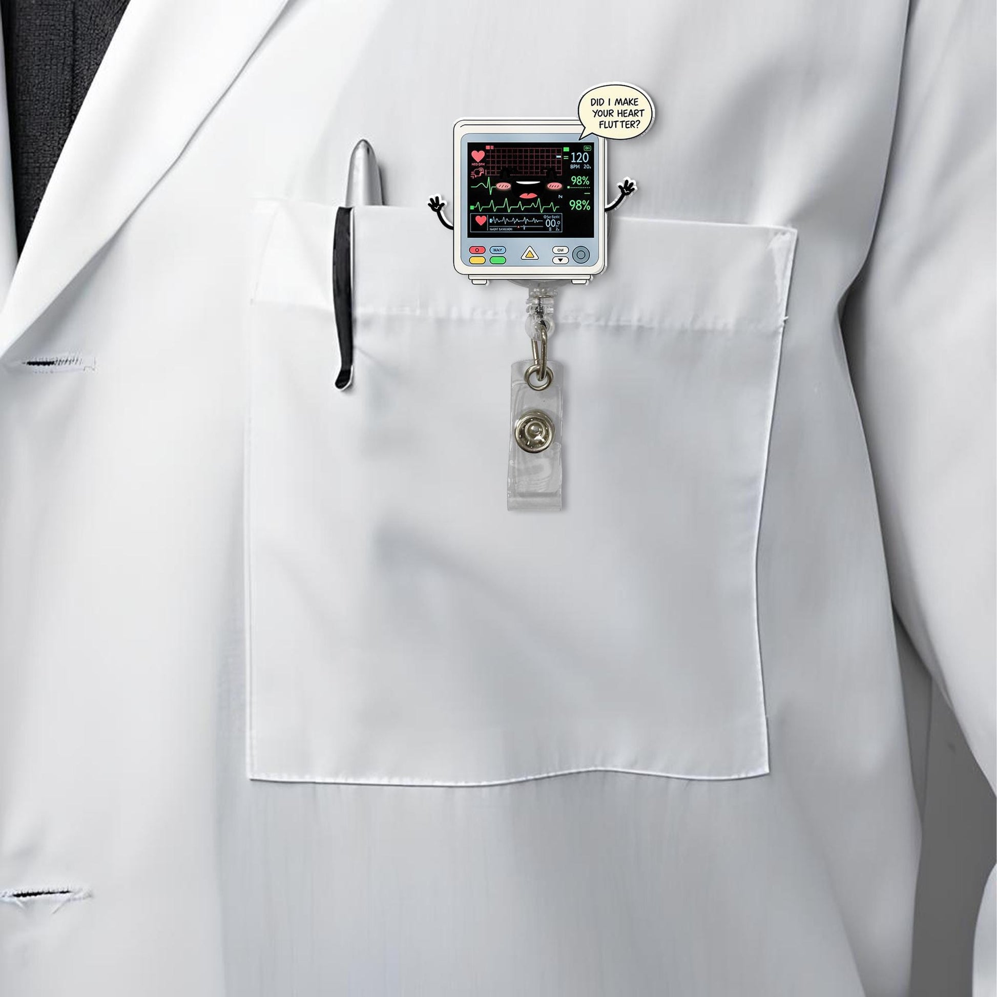 Cardiac Monitor Acrylic Badge Reel for Nurses, Nursing Students, Emergency Department, Doctor Gift, EMTs, Medical Students, ICU, Nurses Week
