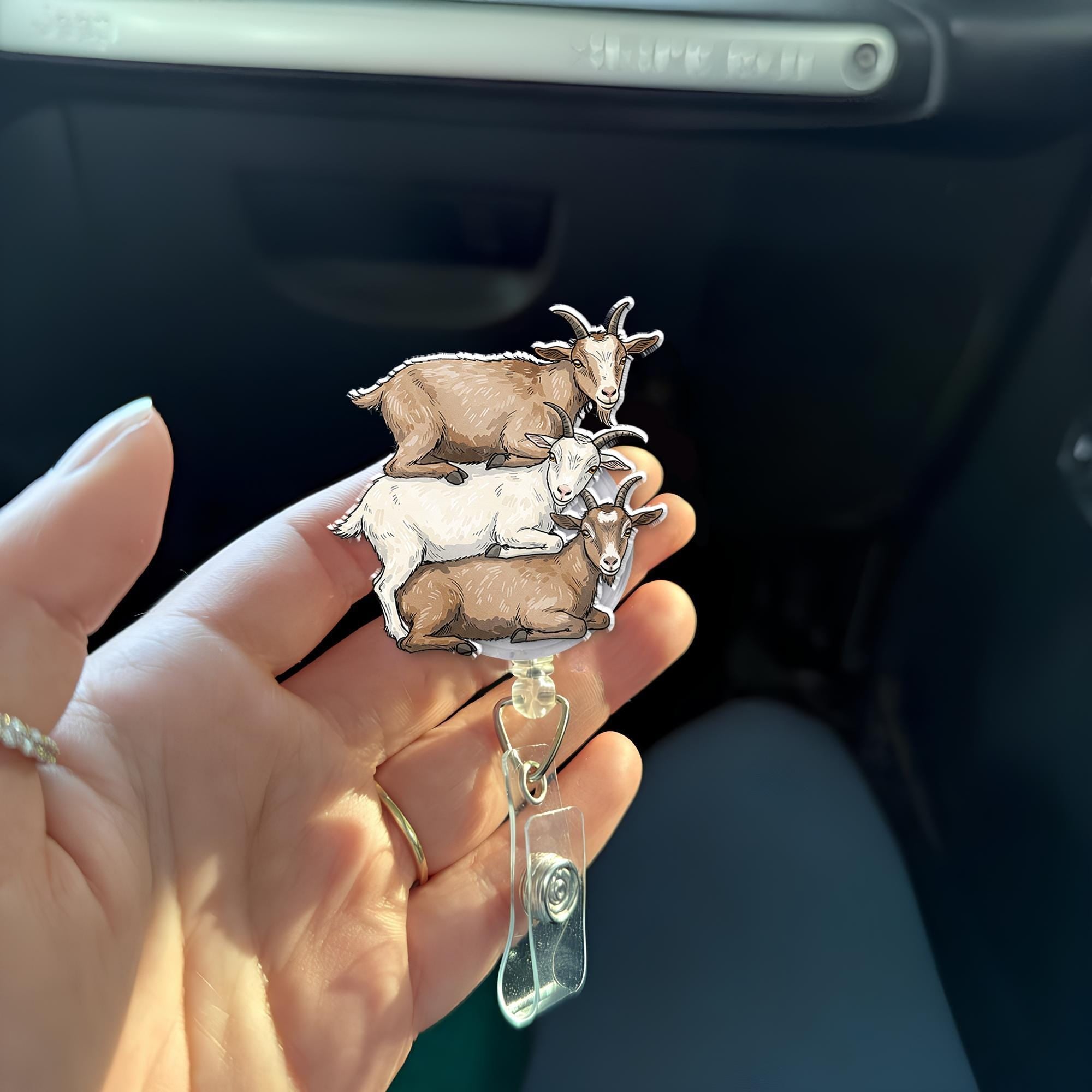 Kute Goats Stack Badge Reel, Goat Lover Badge Reel, Funny Nurse Gift, ID Holder Gift, RN ID Holder, Cna Gift, Kute Animal Gift,Funny Gift