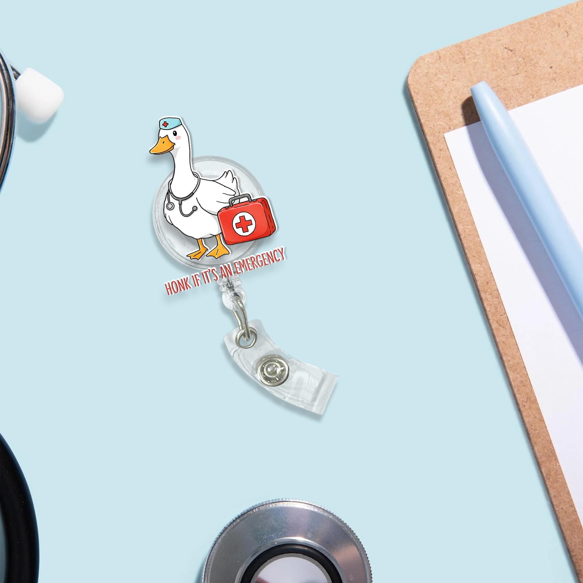 Silly Er Goose Nurse Badge Reel, Silly Goose Gift, Honk If Its An Emergency, Nurse Badge Reel, Funny Nurse Gift, RN id Holder, Er Crew Gift