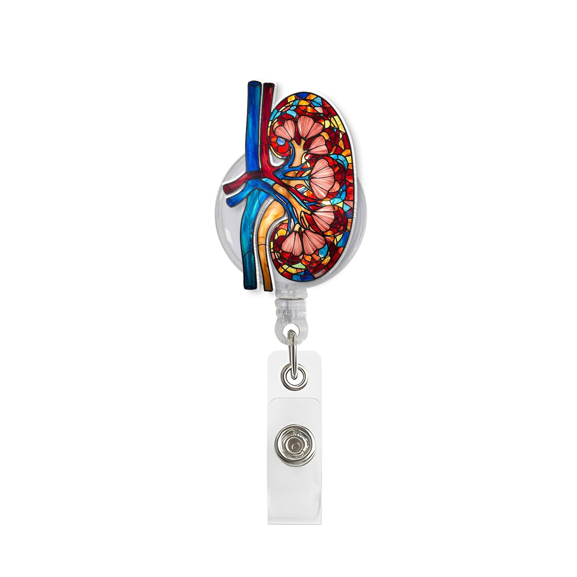 Floral Kidney Badge Reel, Medical Badge Reel, Rn ID Holder, Nephrologist Badge Reel, Nephrologist Gift, Nurse Gift, Nephrology ID Holder