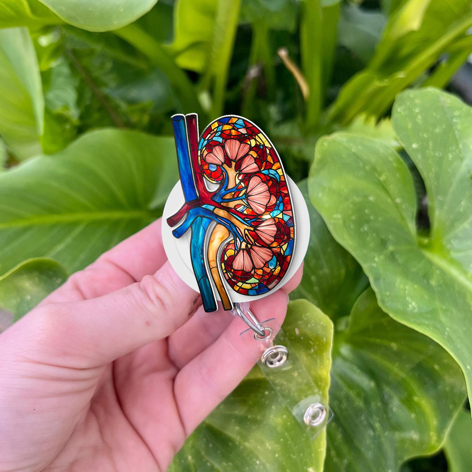 Floral Kidney Badge Reel, Medical Badge Reel, Rn ID Holder, Nephrologist Badge Reel, Nephrologist Gift, Nurse Gift, Nephrology ID Holder
