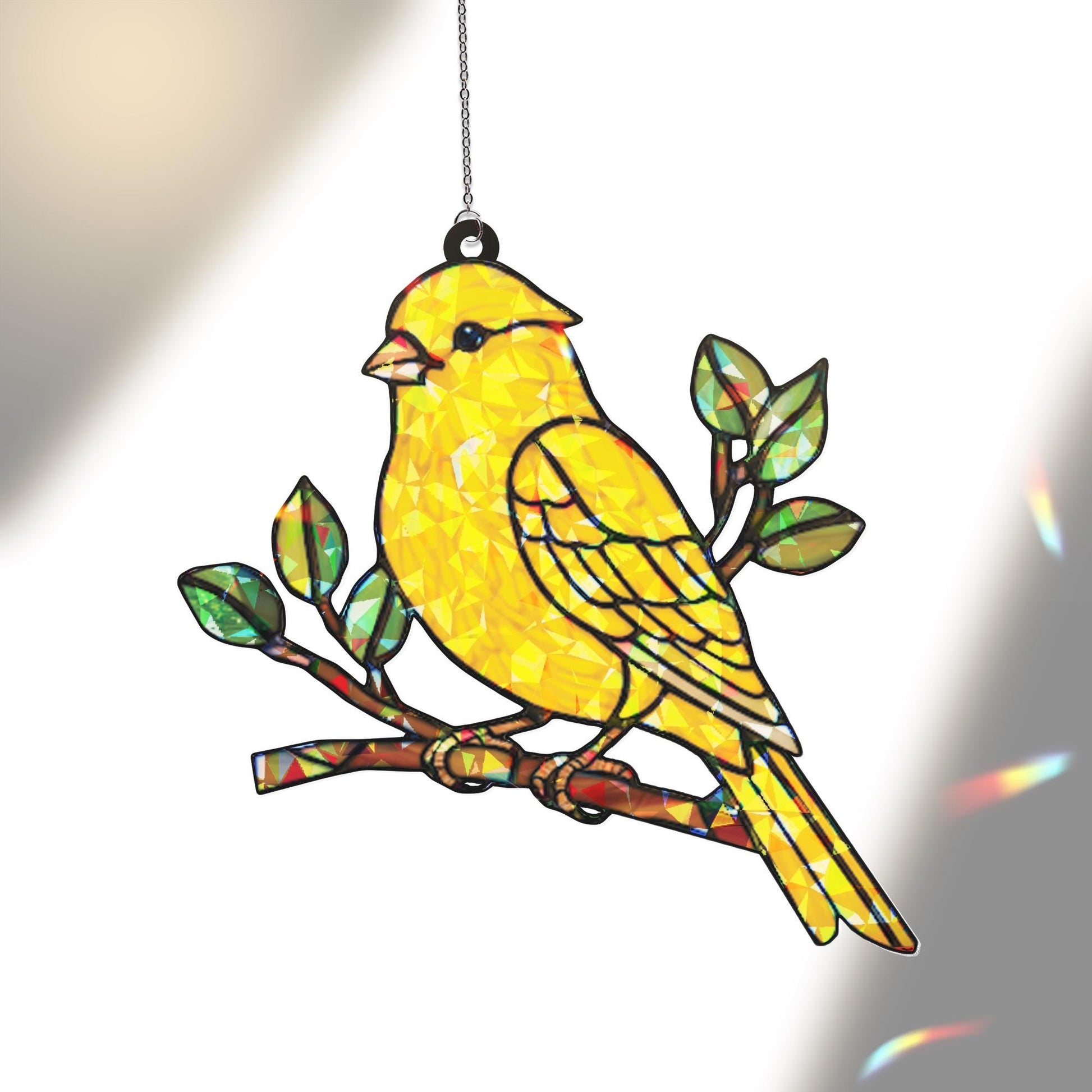Yellow Canary Bird Hologram suncatcher acrylic window hanging, Bird nerd lover gift, gift for mom, Kitchen decor, Mother's day gift set 2025