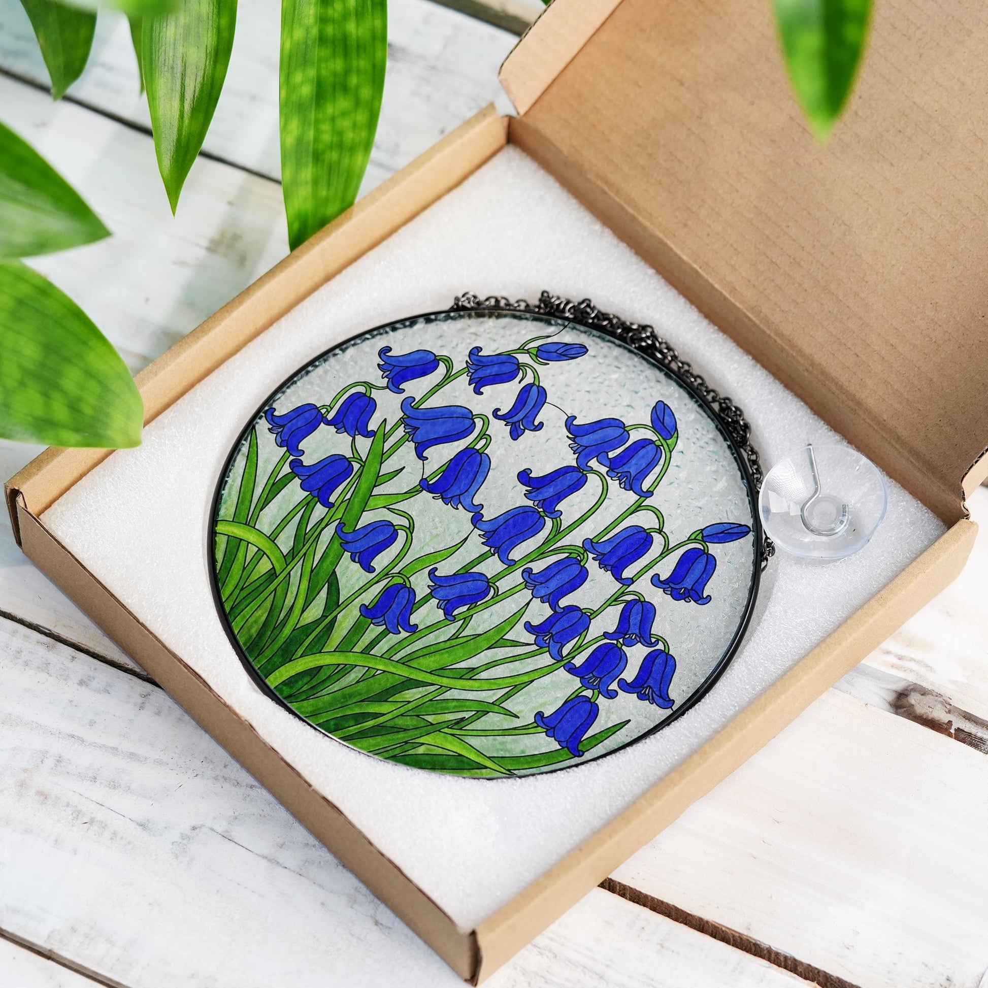 Bluebell flowers GLASS Suncatcher Hanging, Bluebell Flower glass, Window hanging, Suncatcher ornament, Mother's day gift 2025 for mom nana