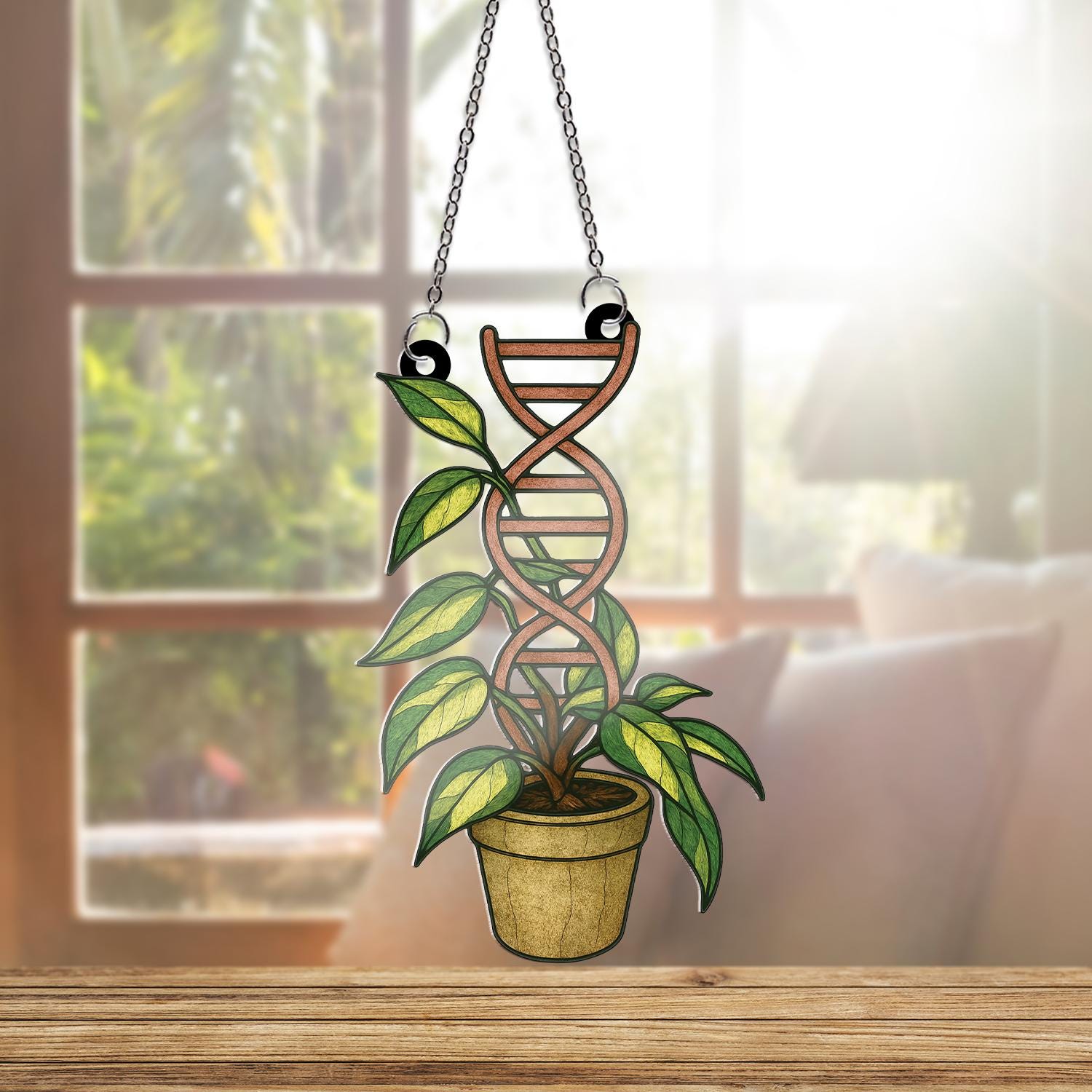 DNA Trellis and climbing plant pot window hanging, Double helix home decor for house plants lovers, Science Mom Chemistry Biology gift
