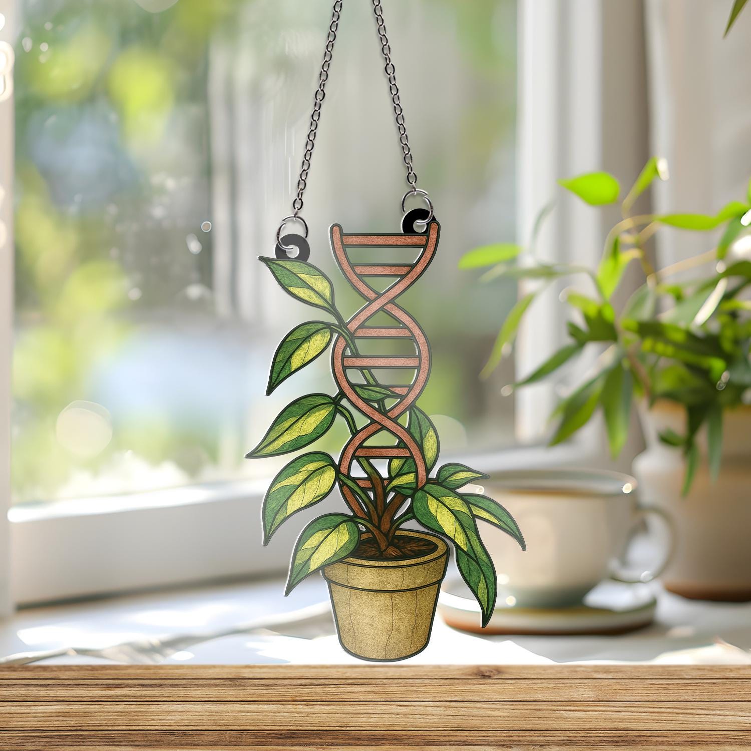 DNA Trellis and climbing plant pot window hanging, Double helix home decor for house plants lovers, Science Mom Chemistry Biology gift