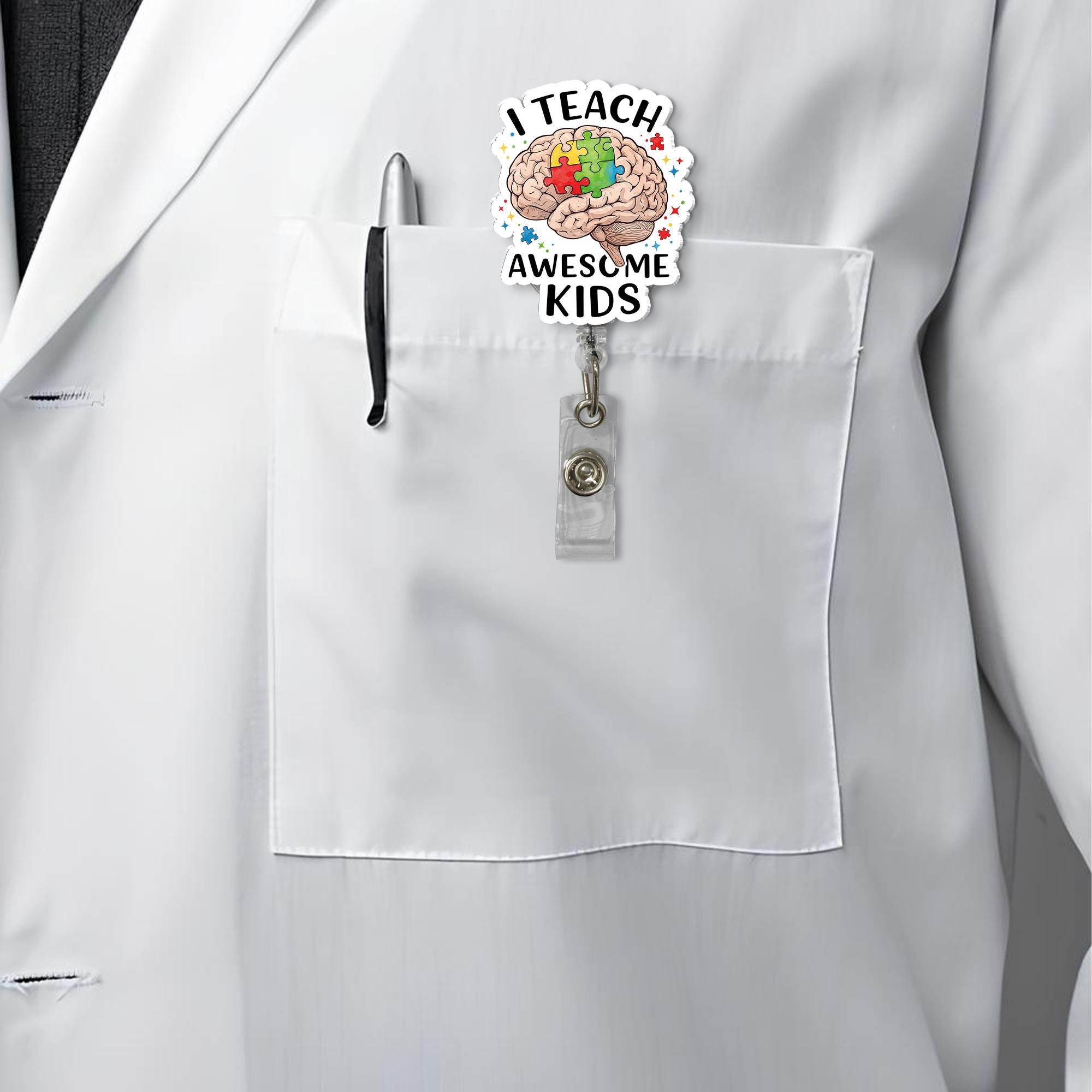 Sped Teacher Badge Reel, I Teach Awesome Kids, Autism Teacher Gift, Teacher Appreciation, Teacher Lanyard, Autism Awareness Badge Clip
