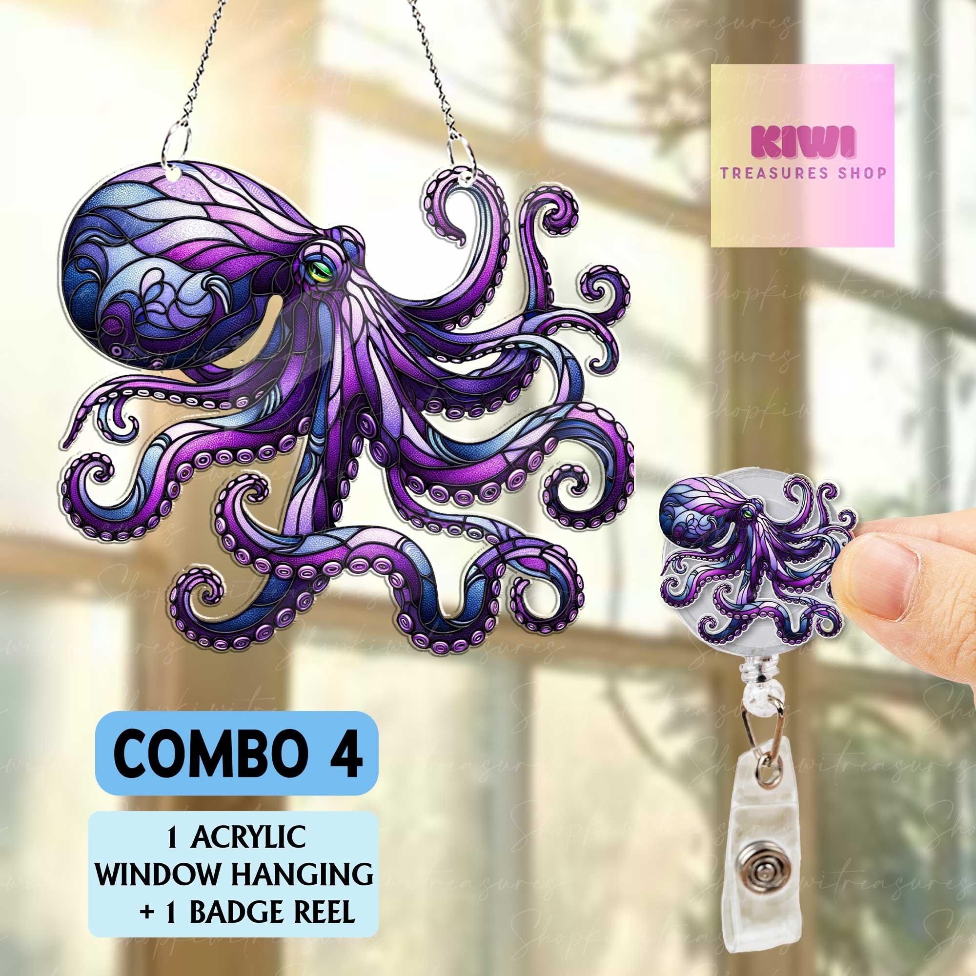 Mother's day gift set 2025 - Purple Octopus ACRYLIC window hanging, Octopus Window Hangings, Sea Octopus gift, , NOT suncatcher