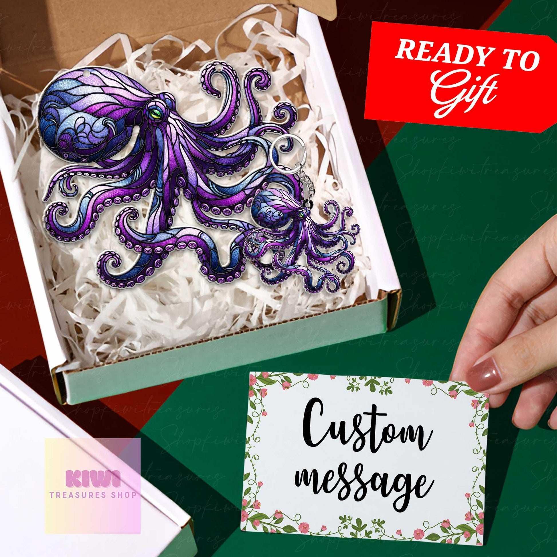 Mother's day gift set 2025 - Purple Octopus ACRYLIC window hanging, Octopus Window Hangings, Sea Octopus gift, , NOT suncatcher