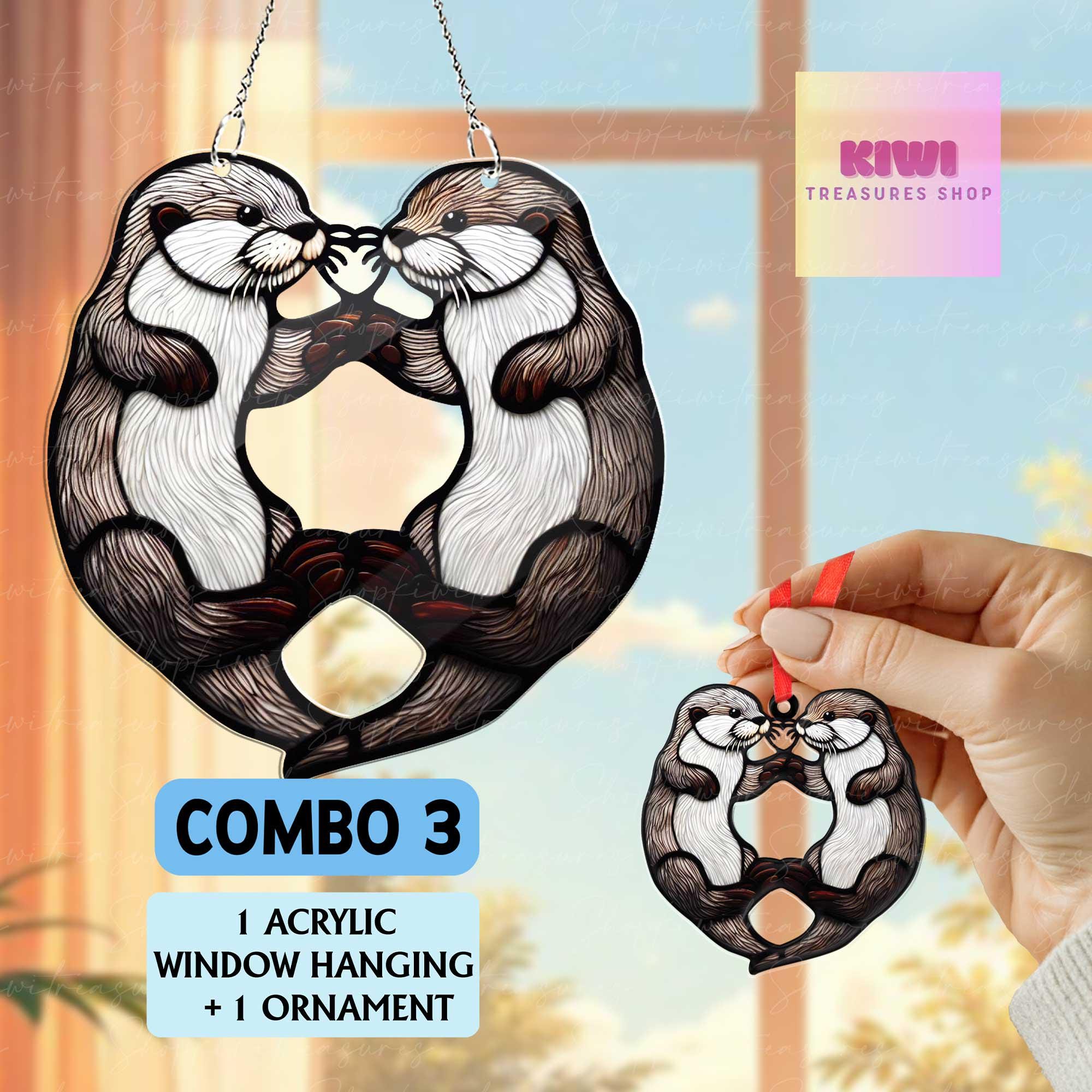 Special gift - Otter Couple ACRYLIC window hanging, Otters Window Hangings, Couple gift, Anniversary gift, Bedroom decor, gift for wife