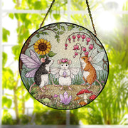 Fairy Rats Glass window hanging, Fairy tail mice glass hanging, home decor, perfect gift for kids room decor, funny fairy glass ornament