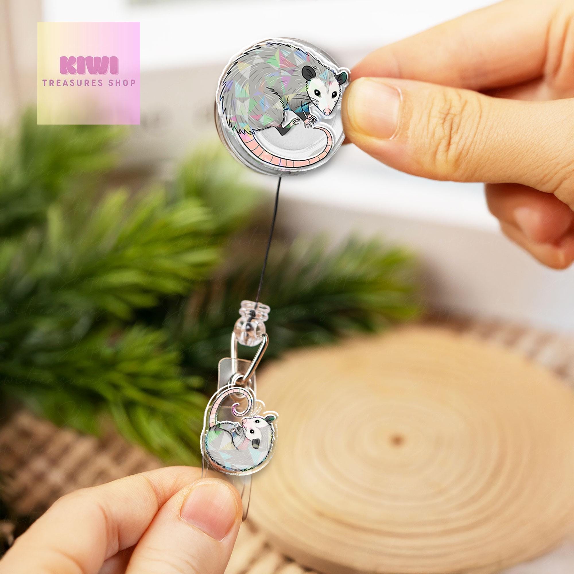 Funny Possum Mom Badge Reel –  Quirky Mother's Day Gift – Cute Nurse ID Holder for Mom - Funny Holographic Quirky Gift for Her
