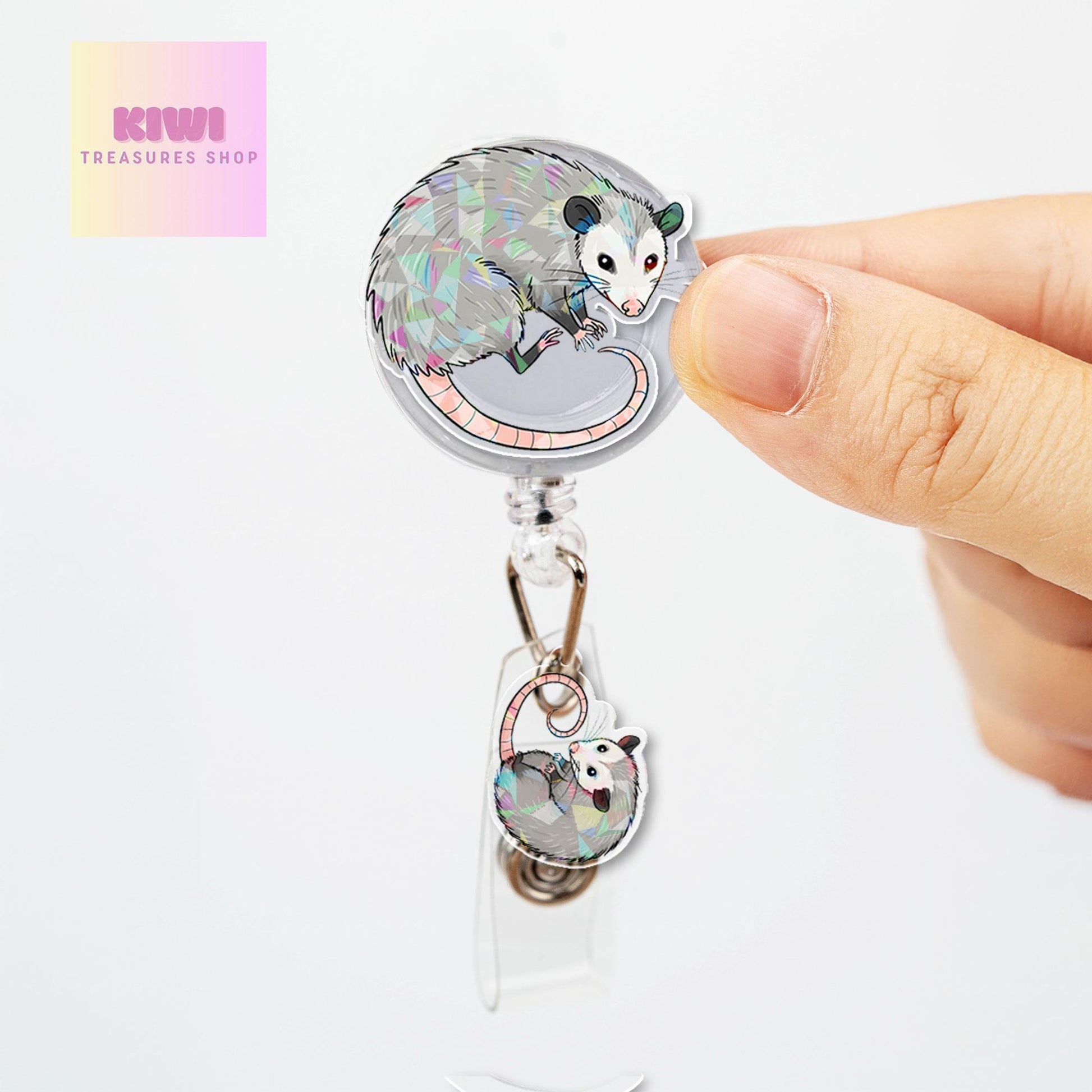 Funny Possum Mom Badge Reel –  Quirky Mother's Day Gift – Cute Nurse ID Holder for Mom - Funny Holographic Quirky Gift for Her