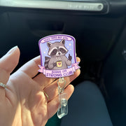 Funny Tired Raccoon Badge Reel, Tired Nurse Gift, Funny RN ID Holder, Cute Id Holder , Gift For Nurse, Nurse Badge Clip, Work Accessories