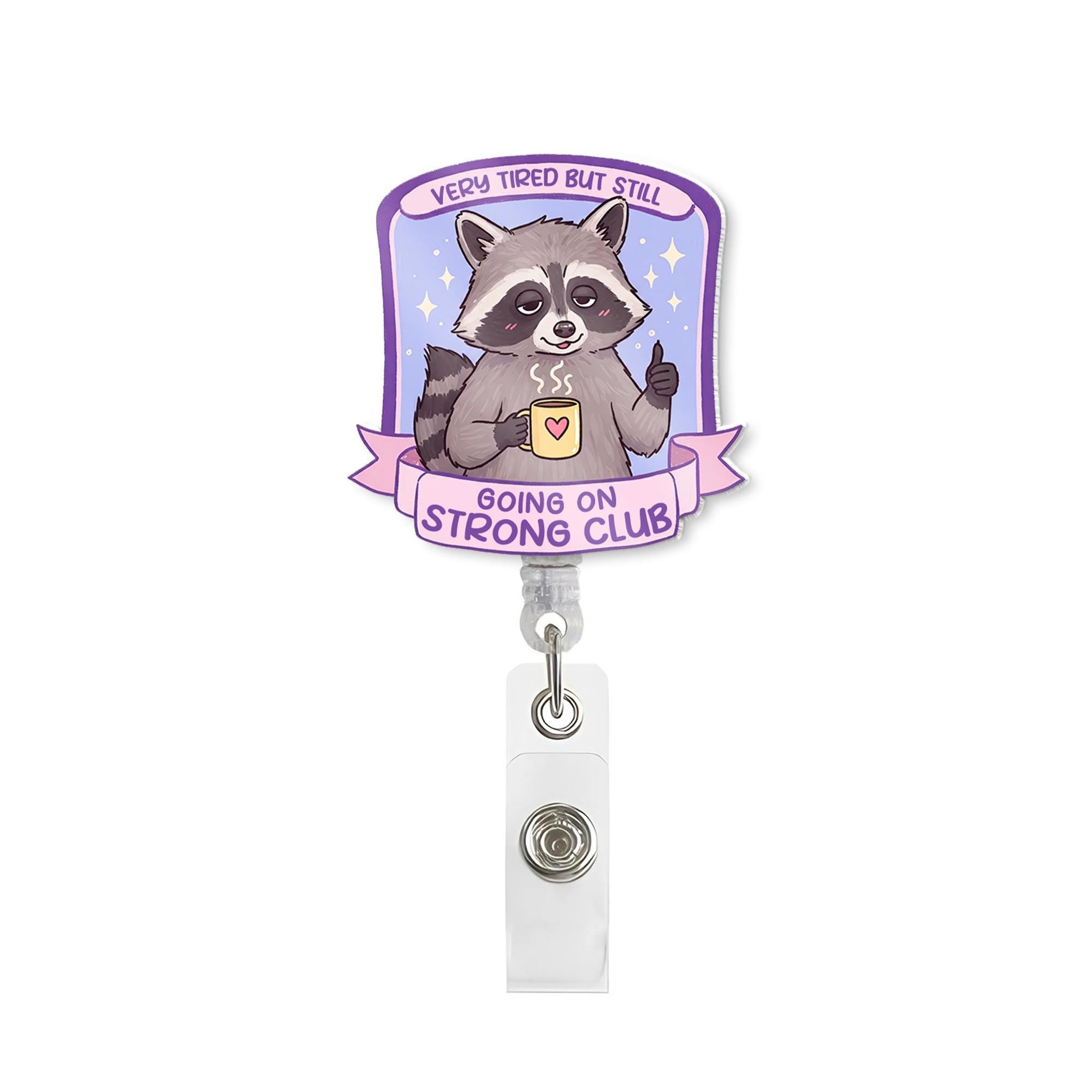 Funny Tired Raccoon Badge Reel, Tired Nurse Gift, Funny RN ID Holder, Cute Id Holder , Gift For Nurse, Nurse Badge Clip, Work Accessories