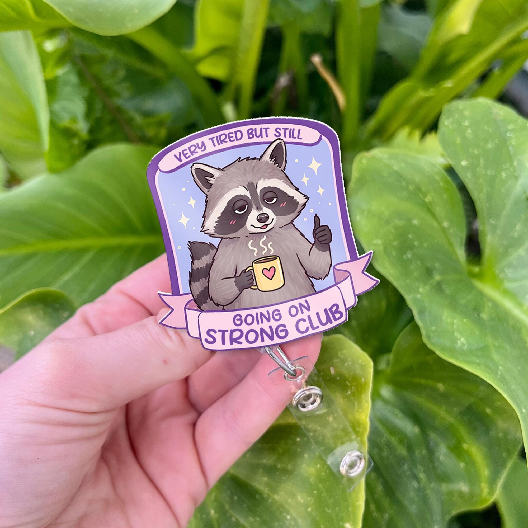 Funny Tired Raccoon Badge Reel, Tired Nurse Gift, Funny RN ID Holder, Cute Id Holder , Gift For Nurse, Nurse Badge Clip, Work Accessories