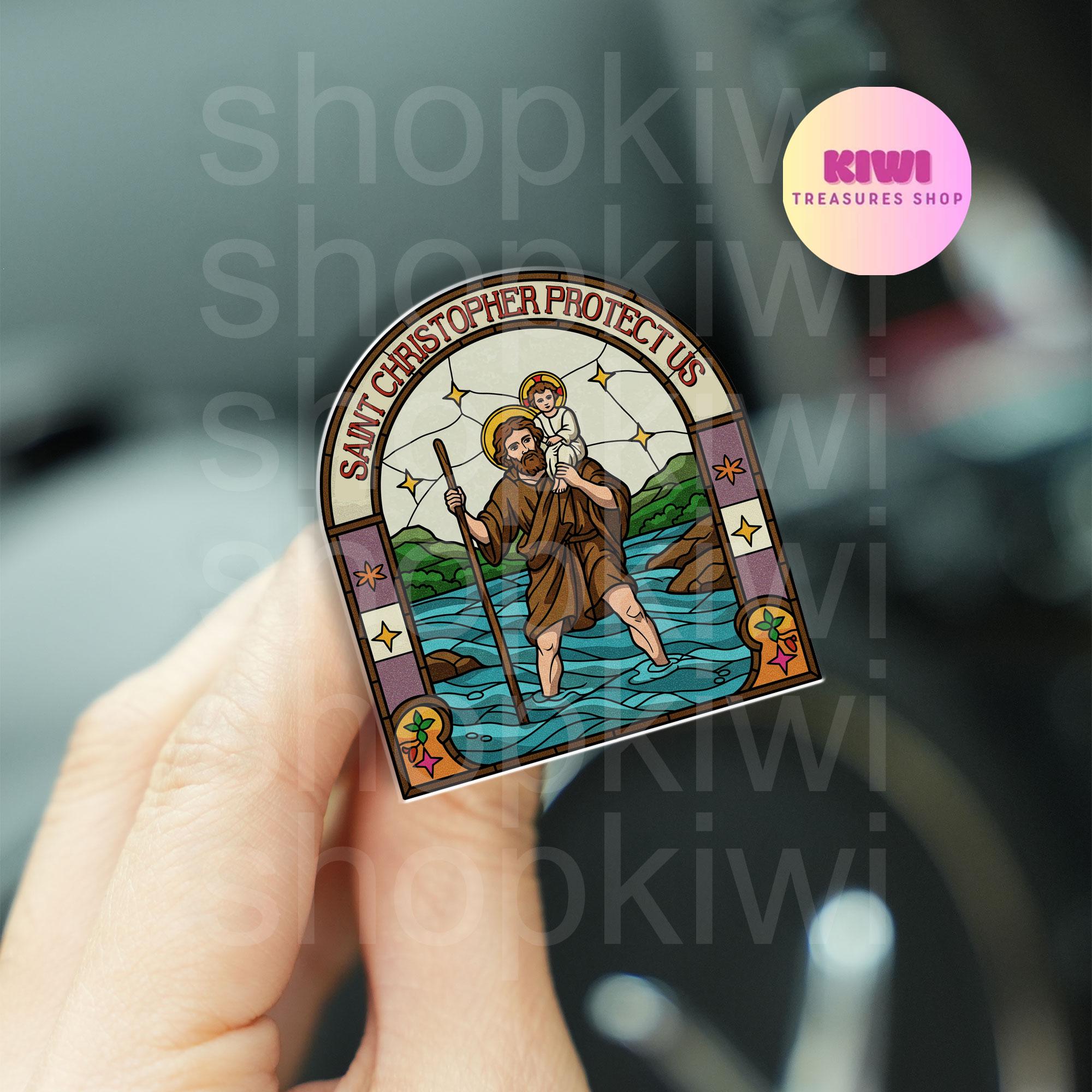 Saint Christopher Protect Us Visor Clip, Inspirational Car Accessory, Enhances Safety for New Drivers, Meaningful Gifts for Drivers