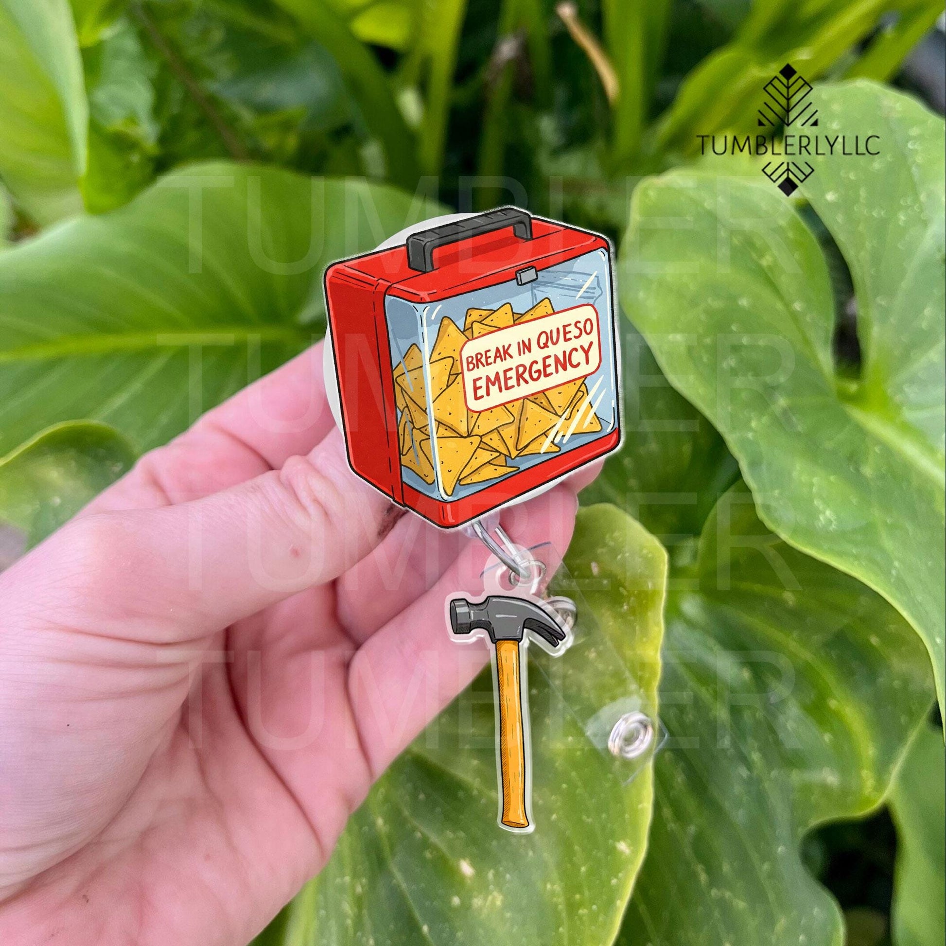 Break In Queso Emergency badge reel, Funny Emergency Kit chips and cheese dip ID holder, gift for nurses dispatchers, emergency responders
