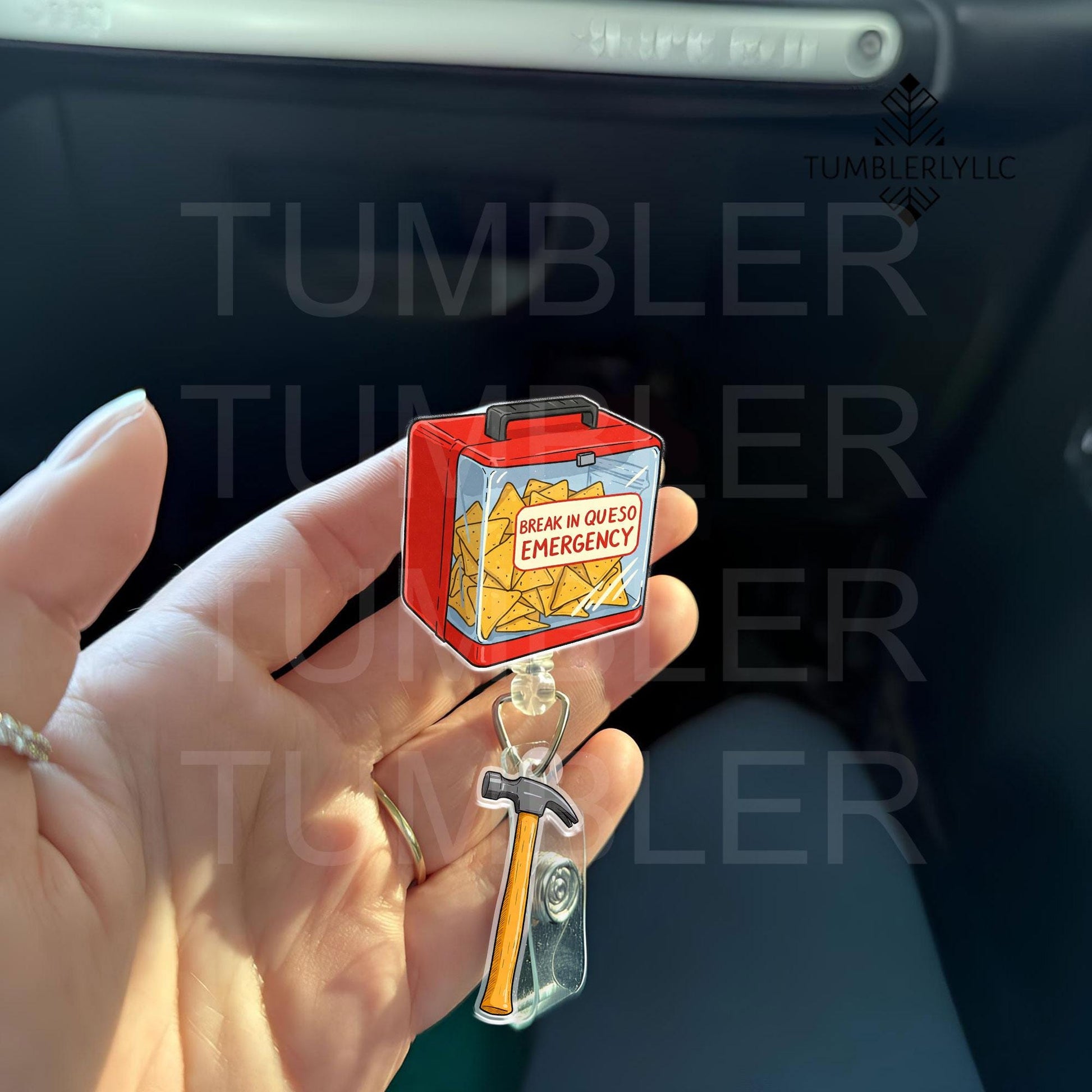 Break In Queso Emergency badge reel, Funny Emergency Kit chips and cheese dip ID holder, gift for nurses dispatchers, emergency responders