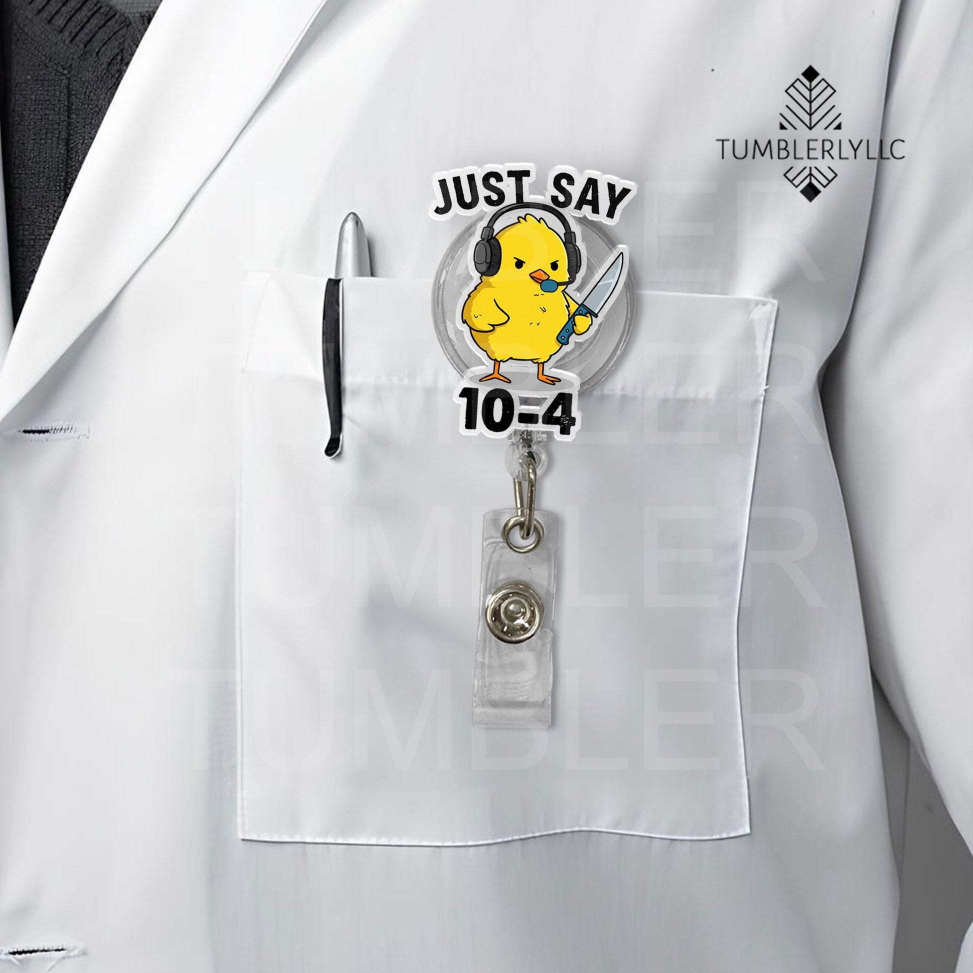 Dispatcher 911 Badge Reel, Funny Duck Operator ID Holder, Cute Retractable Clip for Nurses, Dark Humor Gift for Healthcare Workers