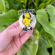 Dispatcher 911 Badge Reel, Funny Duck Operator ID Holder, Cute Retractable Clip for Nurses, Dark Humor Gift for Healthcare Workers