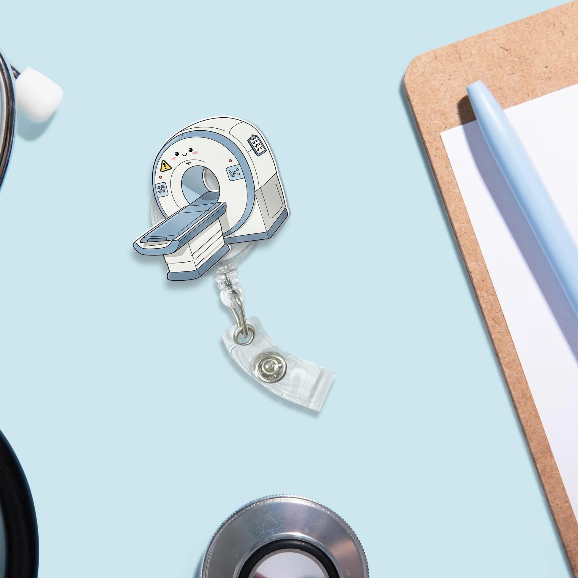 Cute Mri Machine Badge Reel, Radiology Tech Badge Holder, RN ID Holder, Mri Tech Gift, Radiologic Tech Gift, Medical Worker Gift