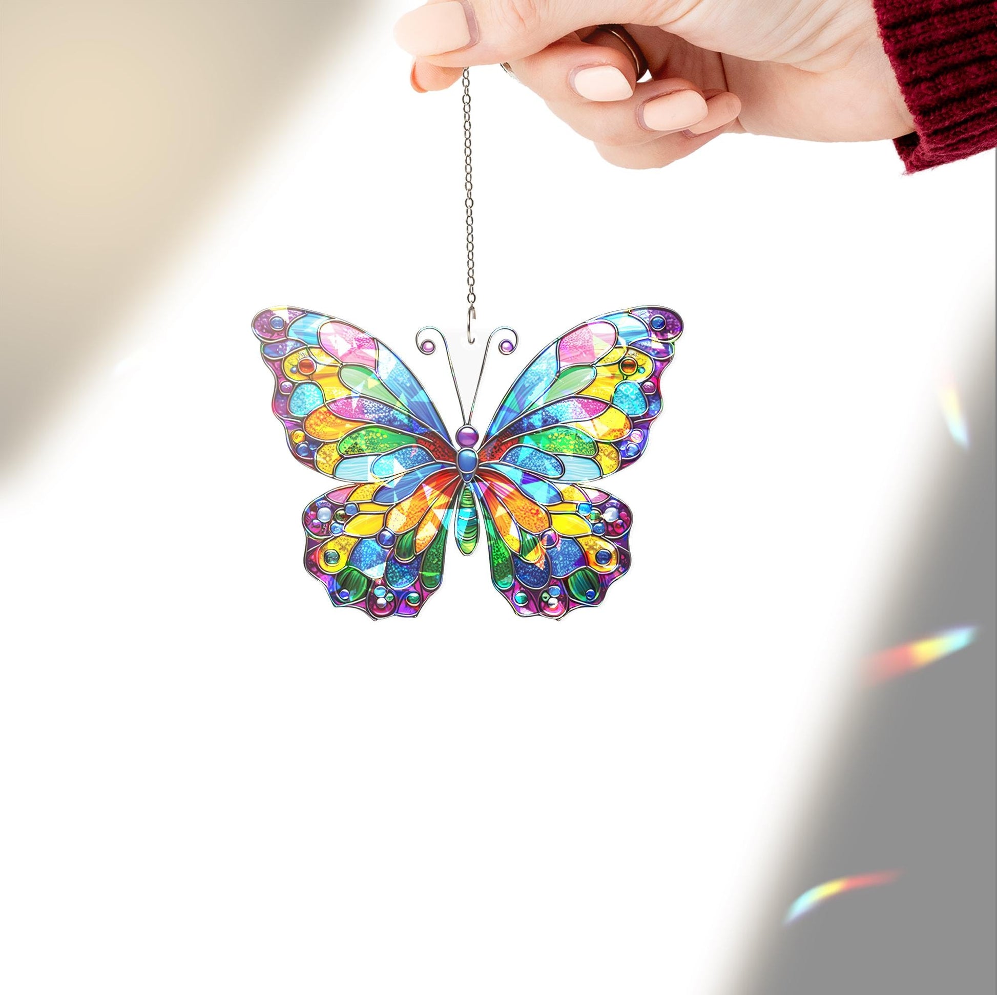 Colorful hologram butterfly suncatcher acrylic window hanging, beautiful decor for kitchens, perfect butterfly lover gift