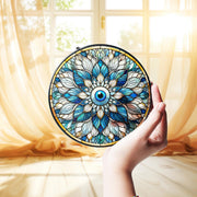 Evil Eye Glass Suncatcher, Protection Charm Window Hanging, Mother's Day Gift for Her, Spiritual Decor