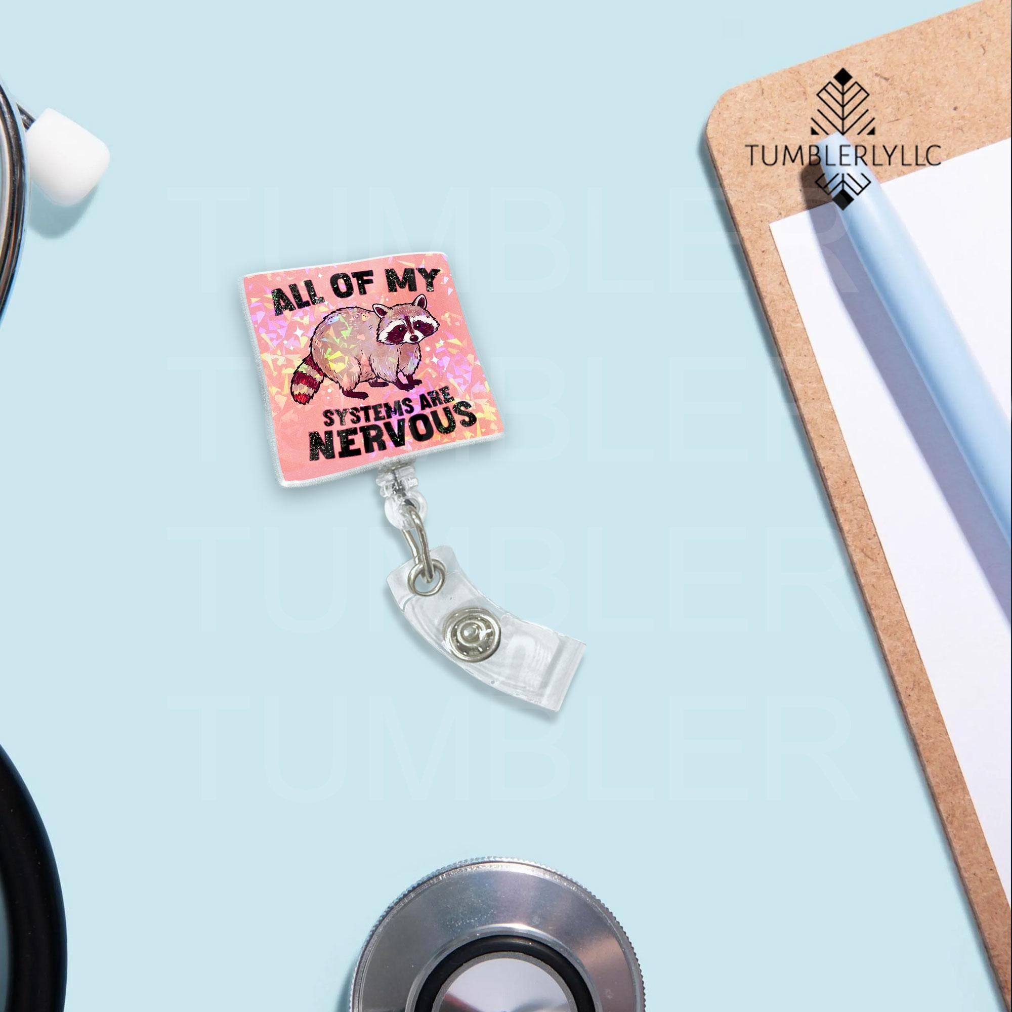 Raccoon Badge Reel, Quirky Badge Holder, Funny Quote ID Holder for Healthcare Gifts, Retractable Badge Holder for Office Gift, Mental Health